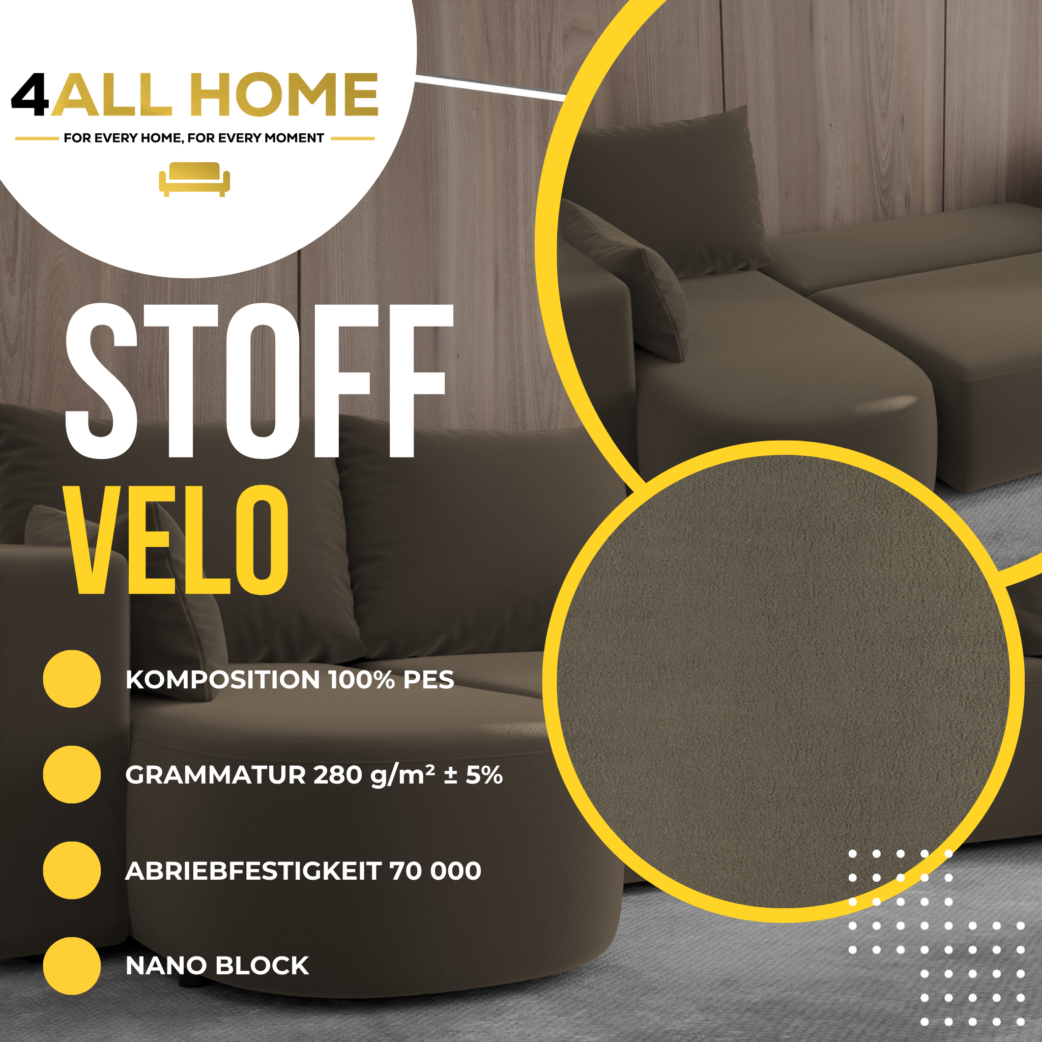 Ecksofa mit Schlaffunktion Tivo Velour Velo