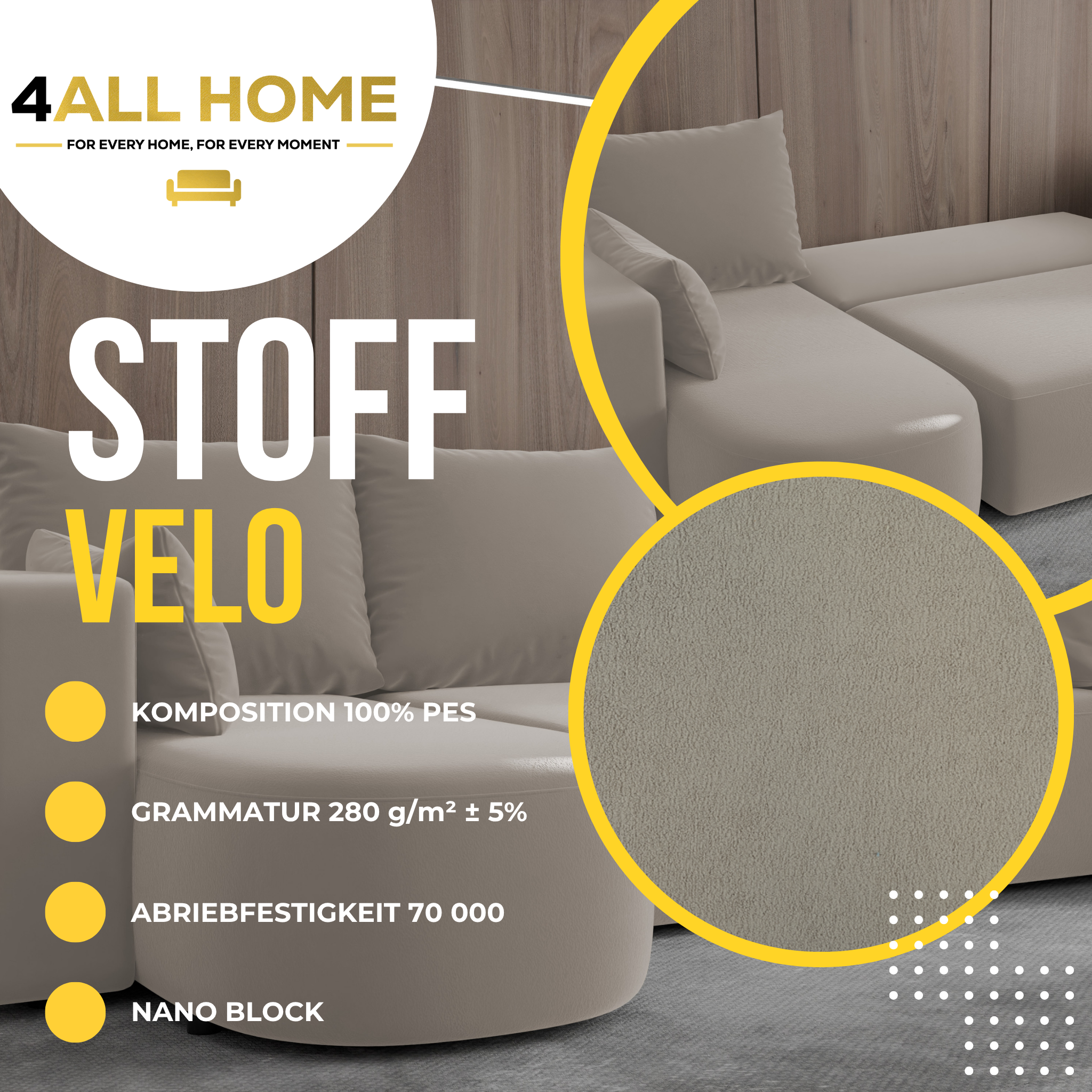 Ecksofa mit Schlaffunktion Tivo Velour Velo