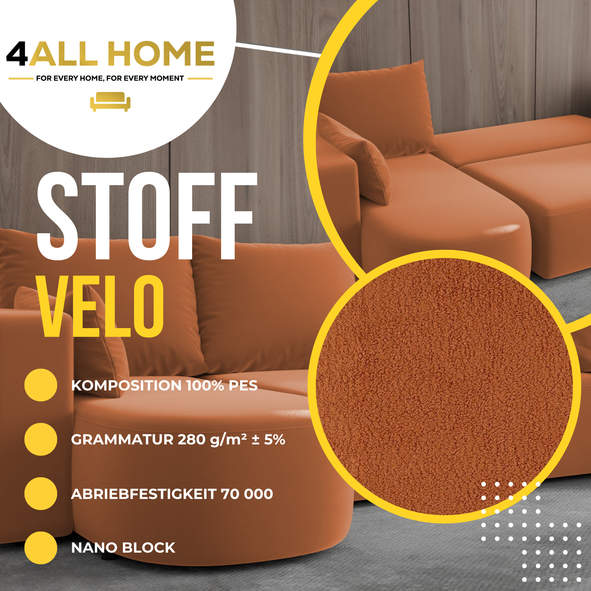 Ecksofa mit Schlaffunktion Tivo Velour Velo