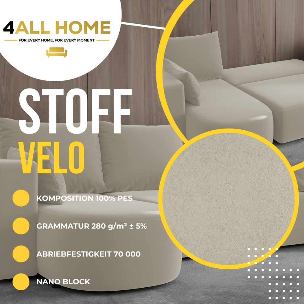 Ecksofa mit Schlaffunktion Tivo Velour Velo