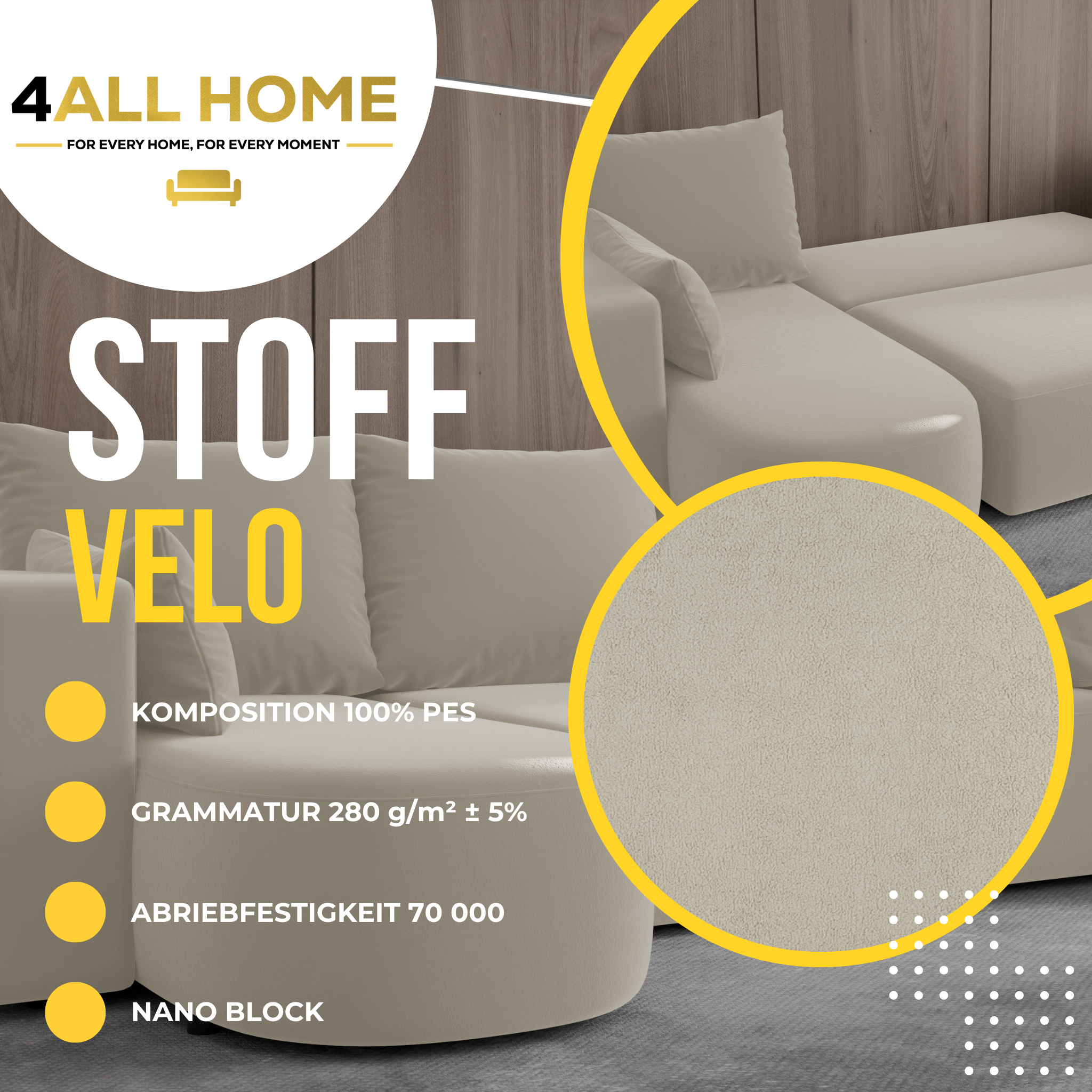 Ecksofa mit Schlaffunktion Tivo Velour Velo