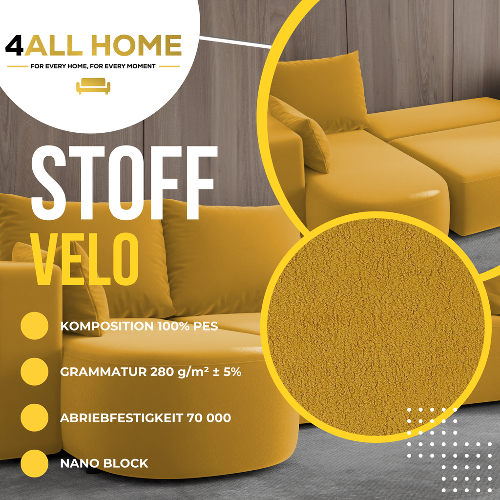 Ecksofa mit Schlaffunktion Tivo Velour Velo