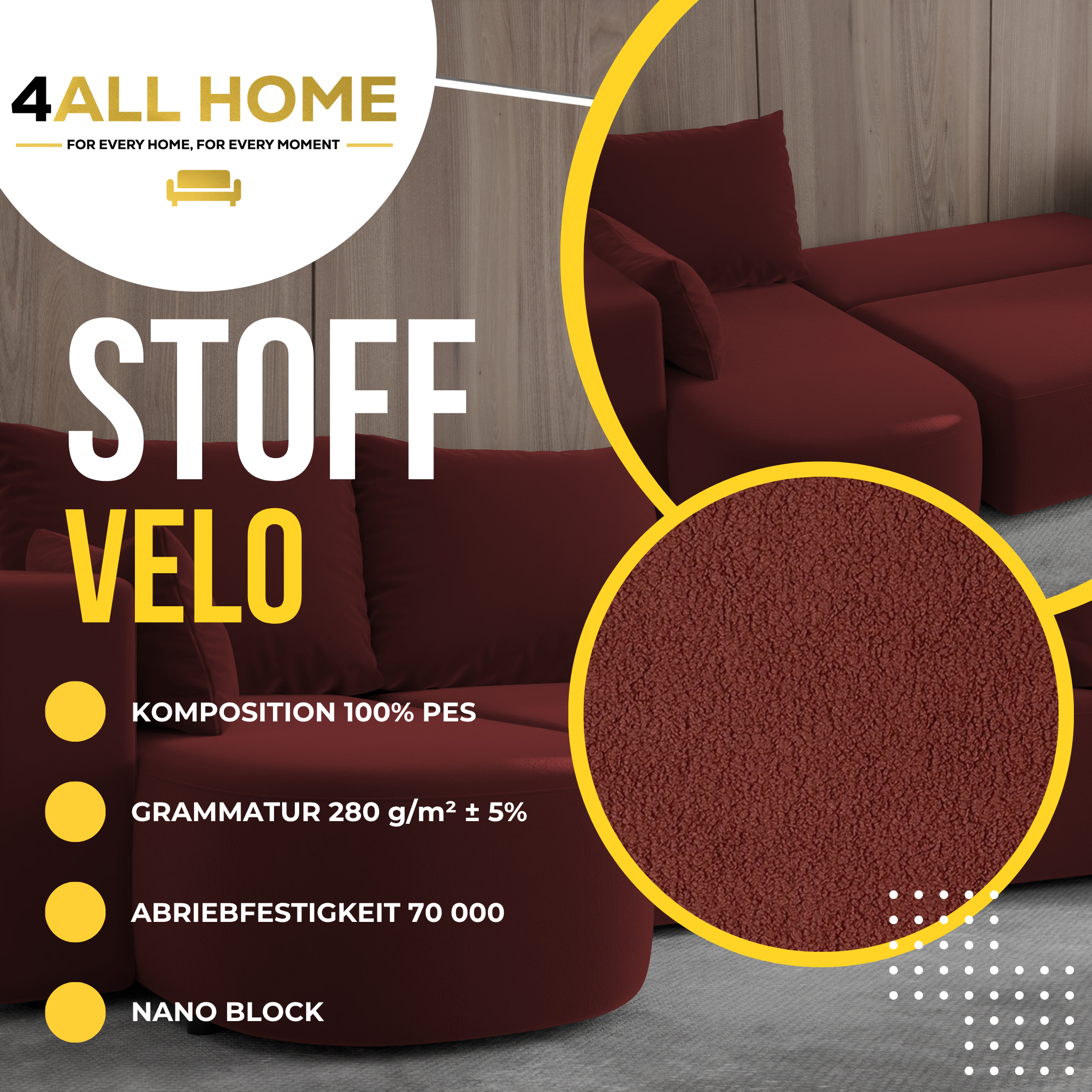 Ecksofa mit Schlaffunktion Tivo Velour Velo