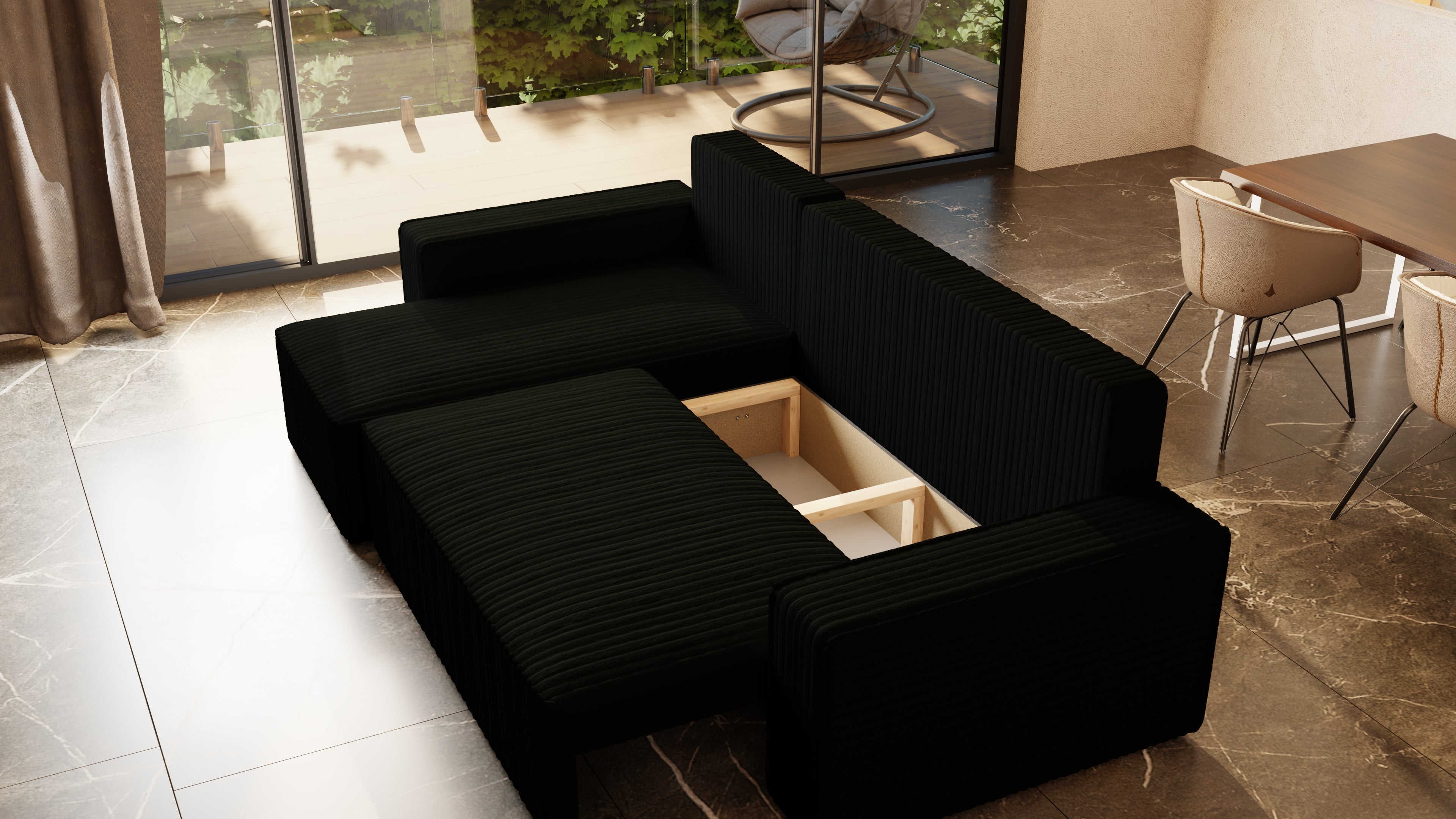 Ecksofa mit Schlaffunktion Tobi Cord Felipo