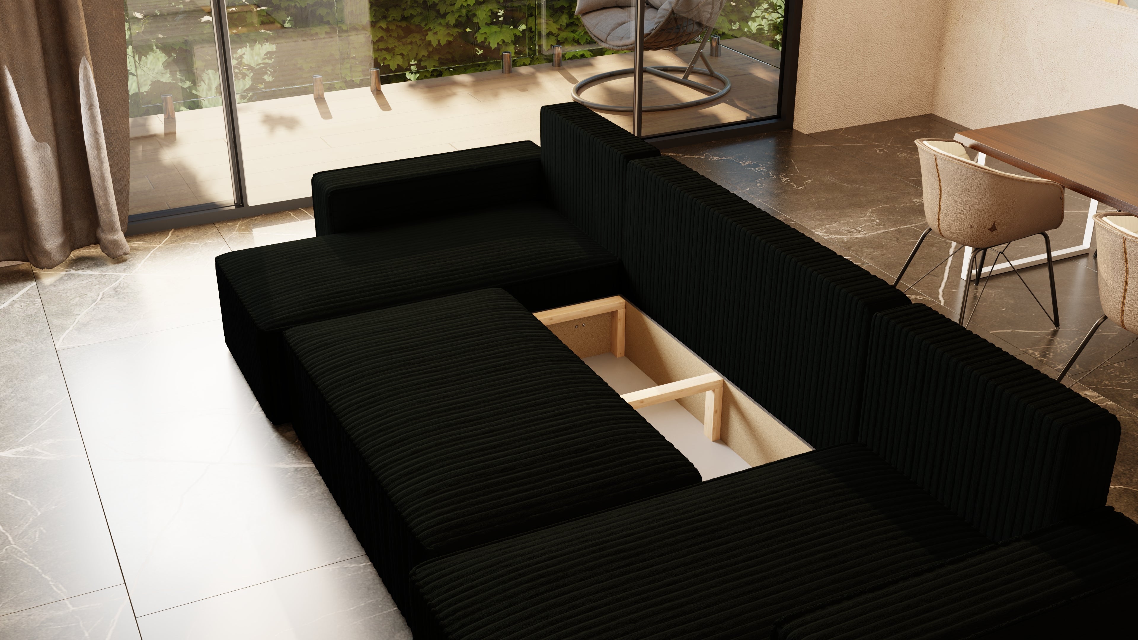 U Ecksofa mit Schlaffunktion Tobi Cord Felipo