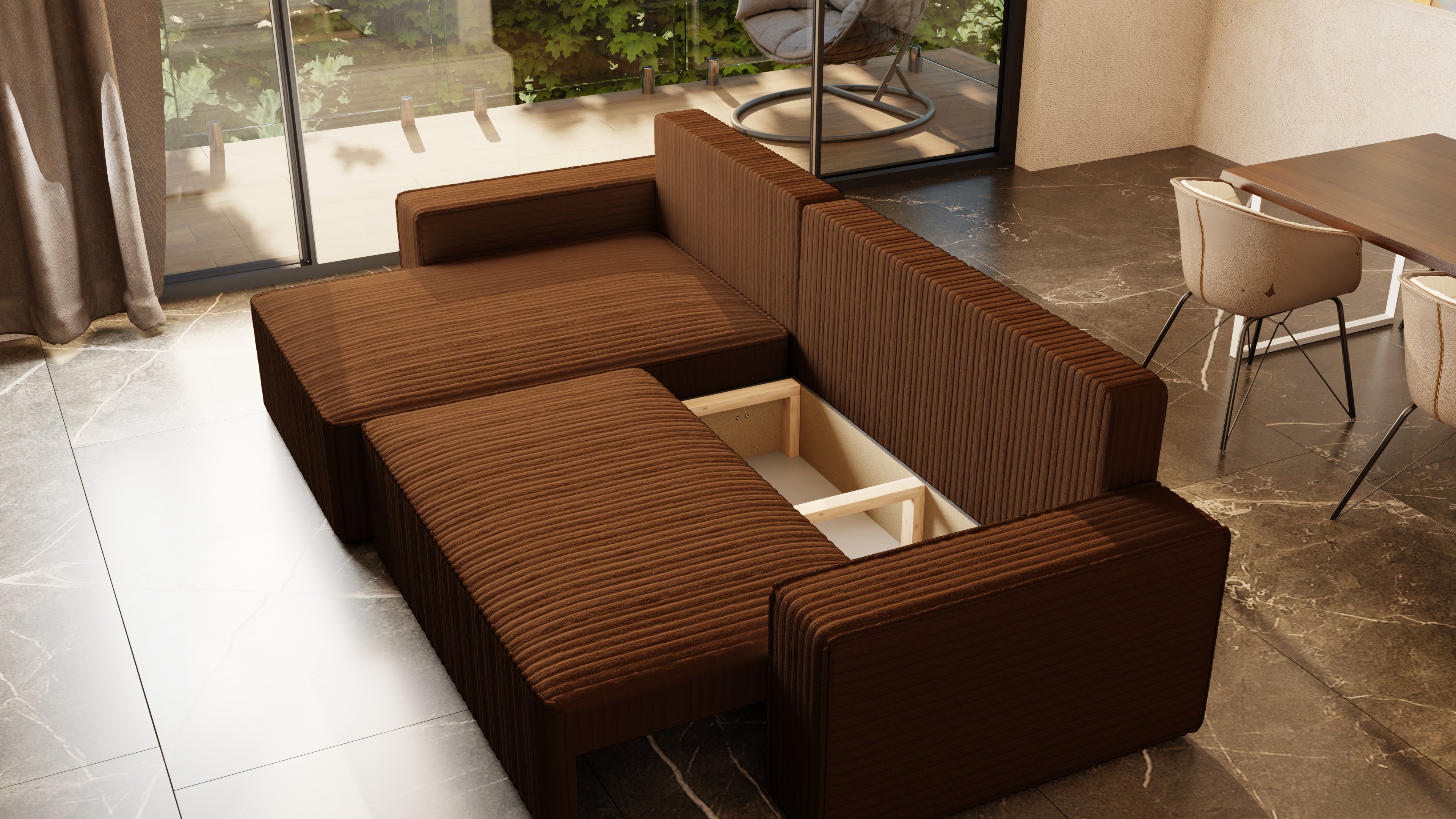 XL Ecksofa mit Schlaffunktion Tobi Cord Felipo