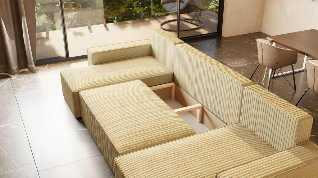 U Ecksofa mit Schlaffunktion Tobi Cord Felipo