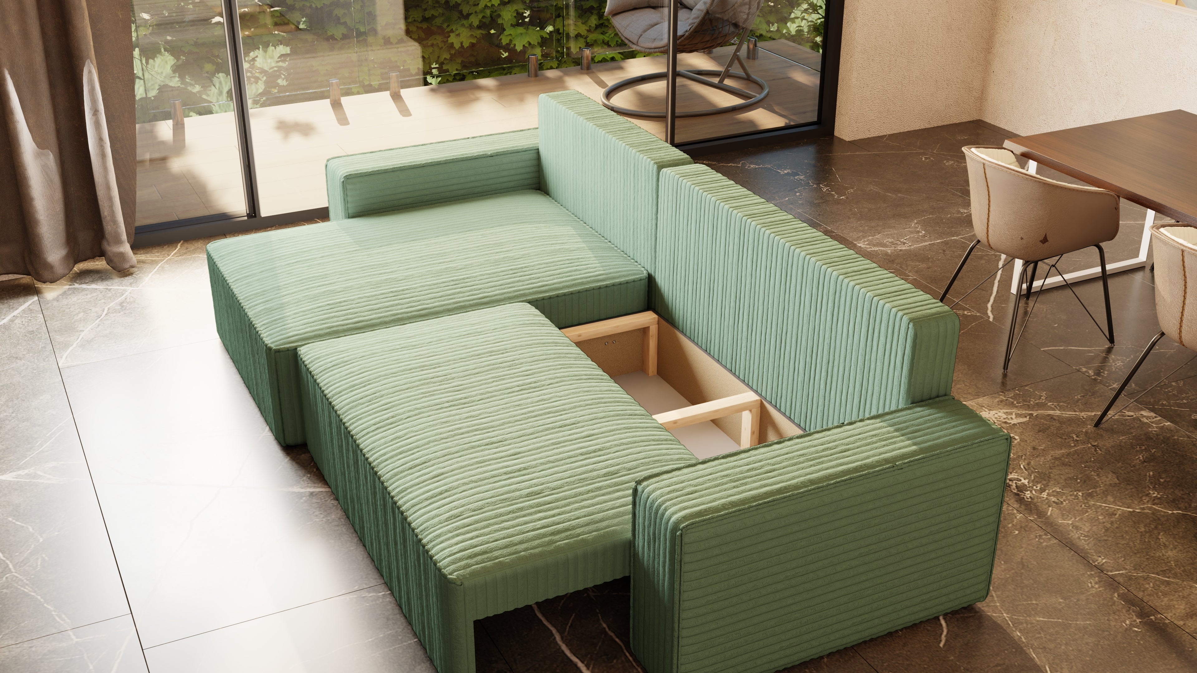 XL Ecksofa mit Schlaffunktion Tobi Cord Felipo