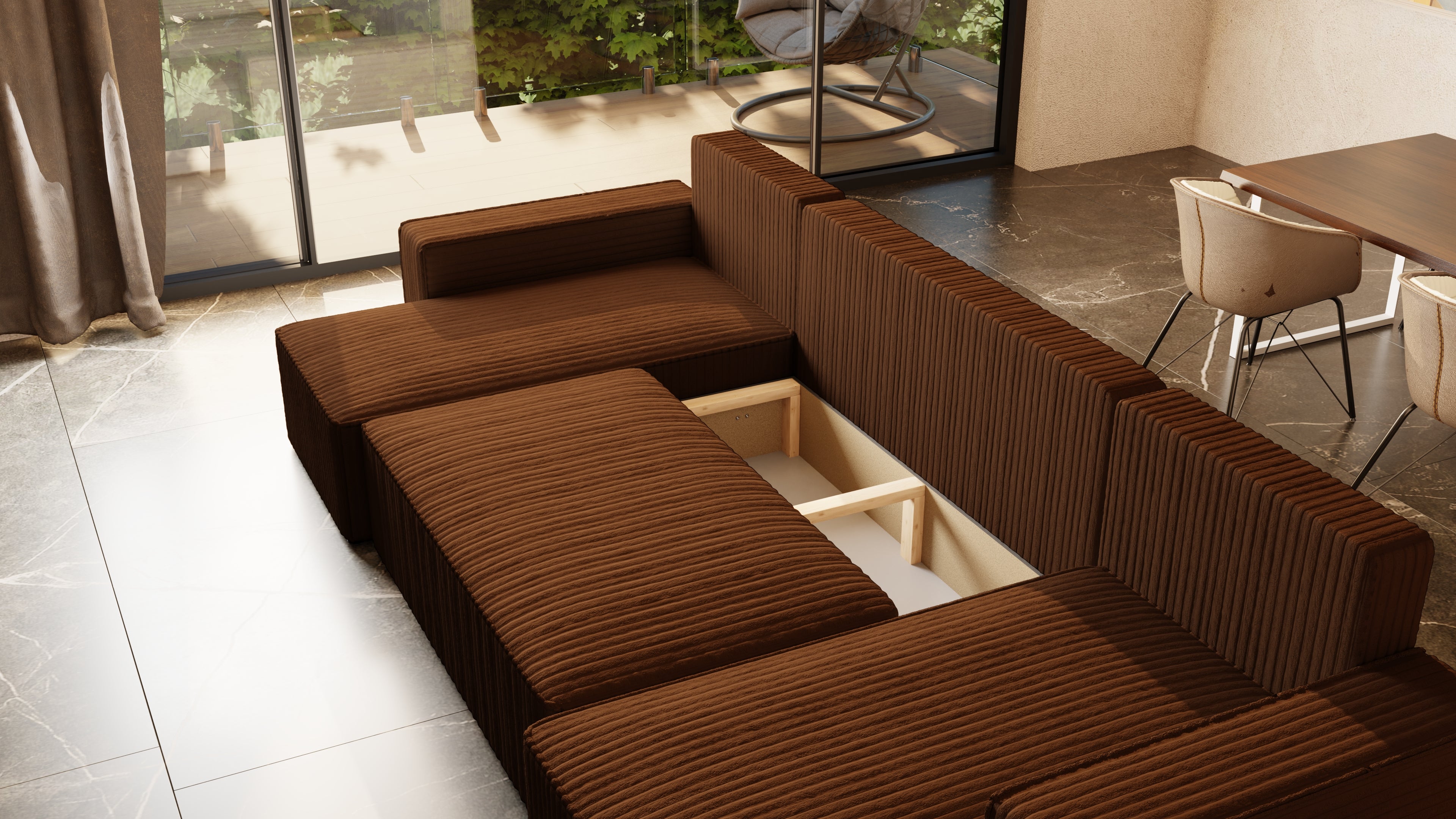 U Ecksofa mit Schlaffunktion Tobi Cord Felipo