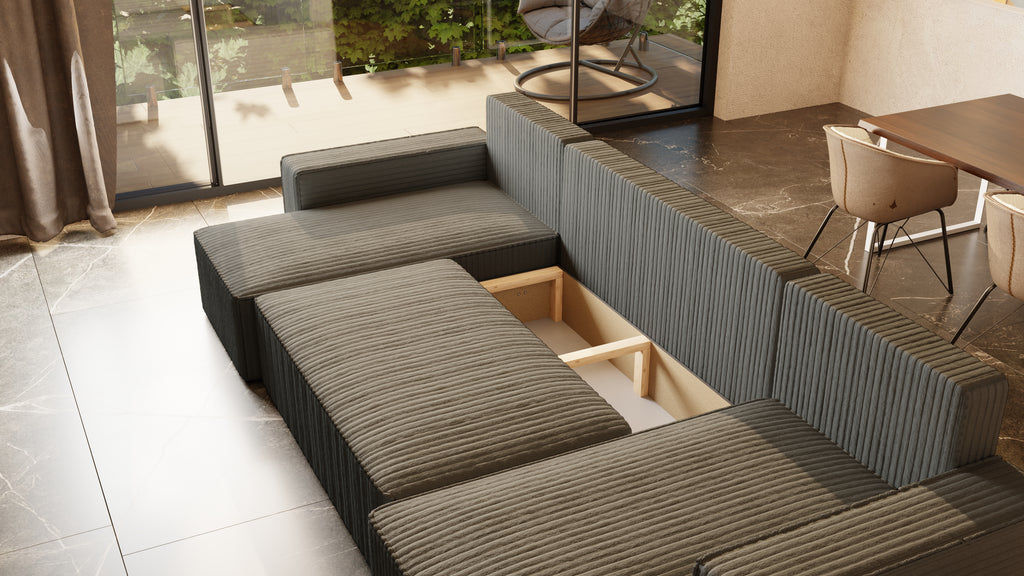 U Ecksofa mit Schlaffunktion Tobi Cord Felipo