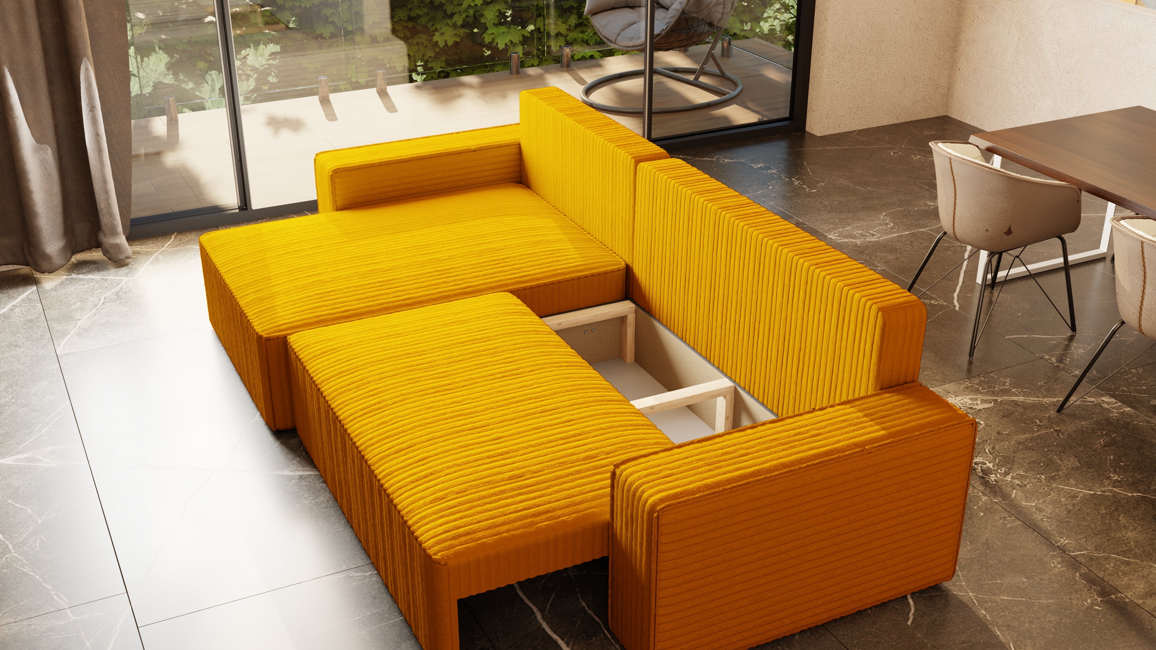 XL Ecksofa mit Schlaffunktion Tobi Cord Felipo