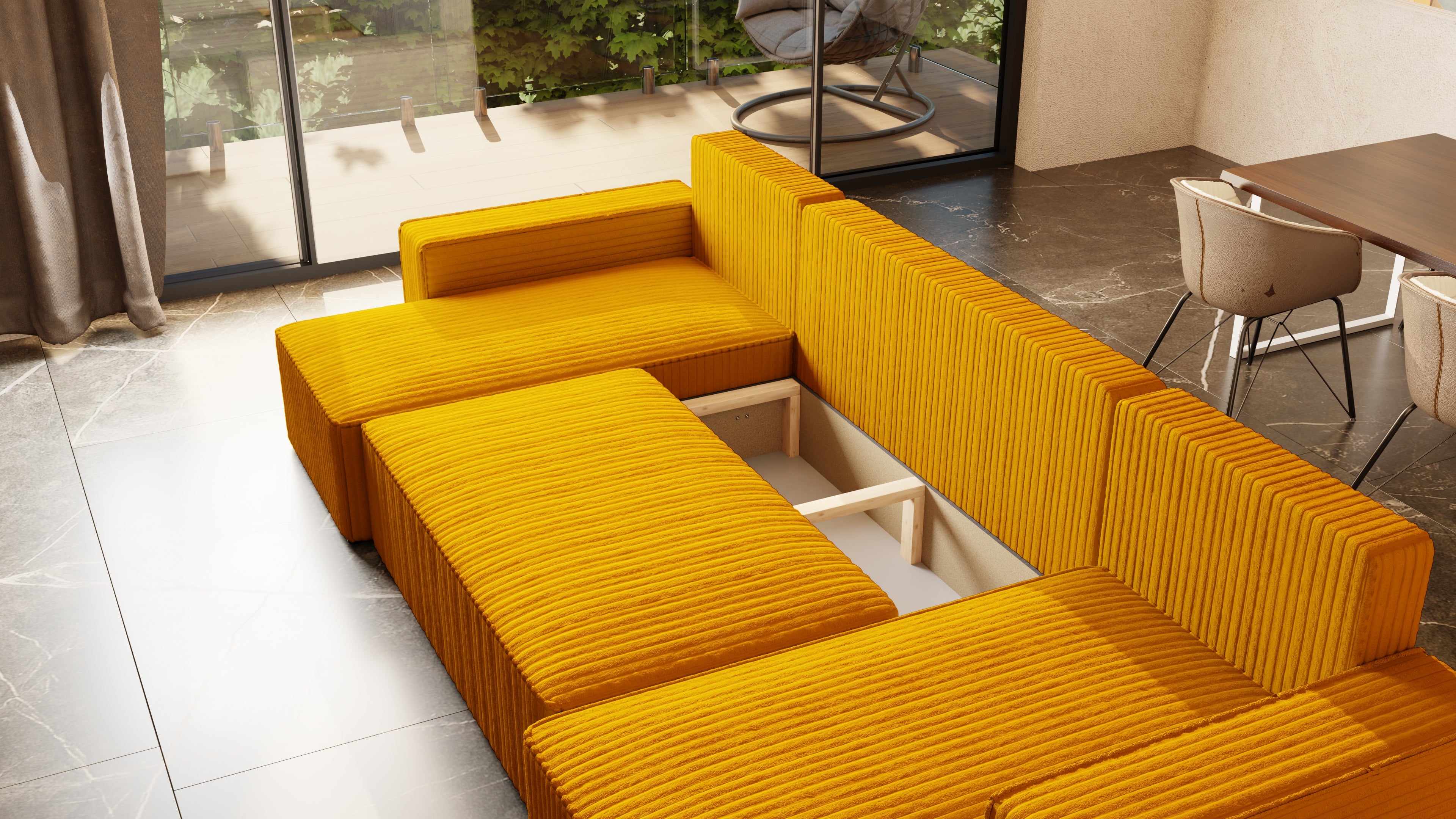 U Ecksofa mit Schlaffunktion Tobi Cord Felipo