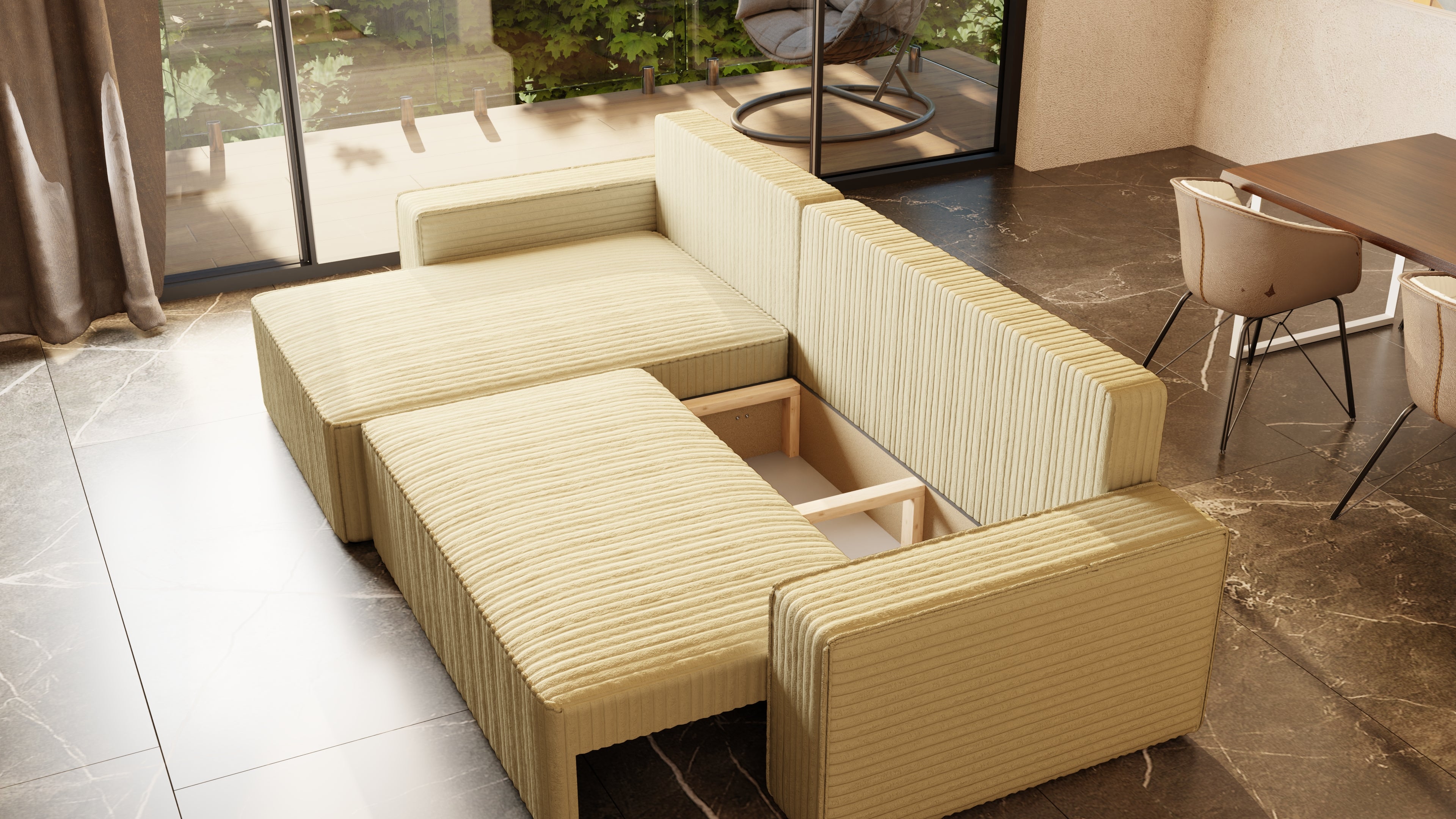 XL Ecksofa mit Schlaffunktion Tobi Cord Felipo