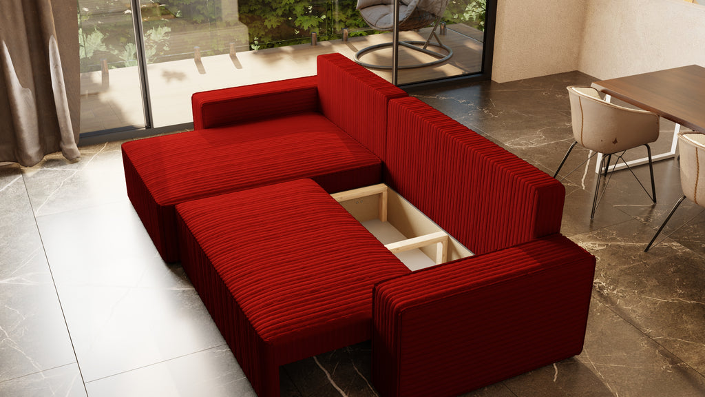 XL Ecksofa mit Schlaffunktion Tobi Cord Felipo