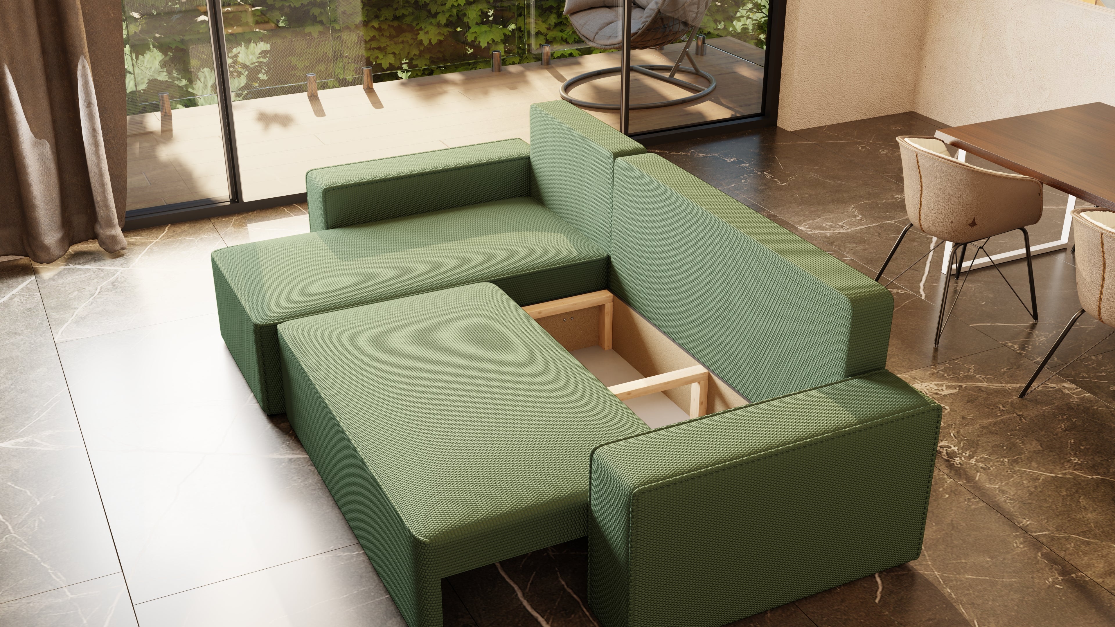 Ecksofa mit Schlaffunktion Tobi Cord Onega