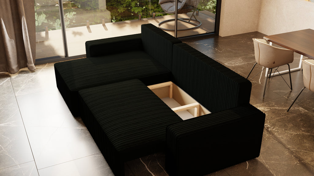 XL Ecksofa mit Schlaffunktion Tobi Cord Felipo