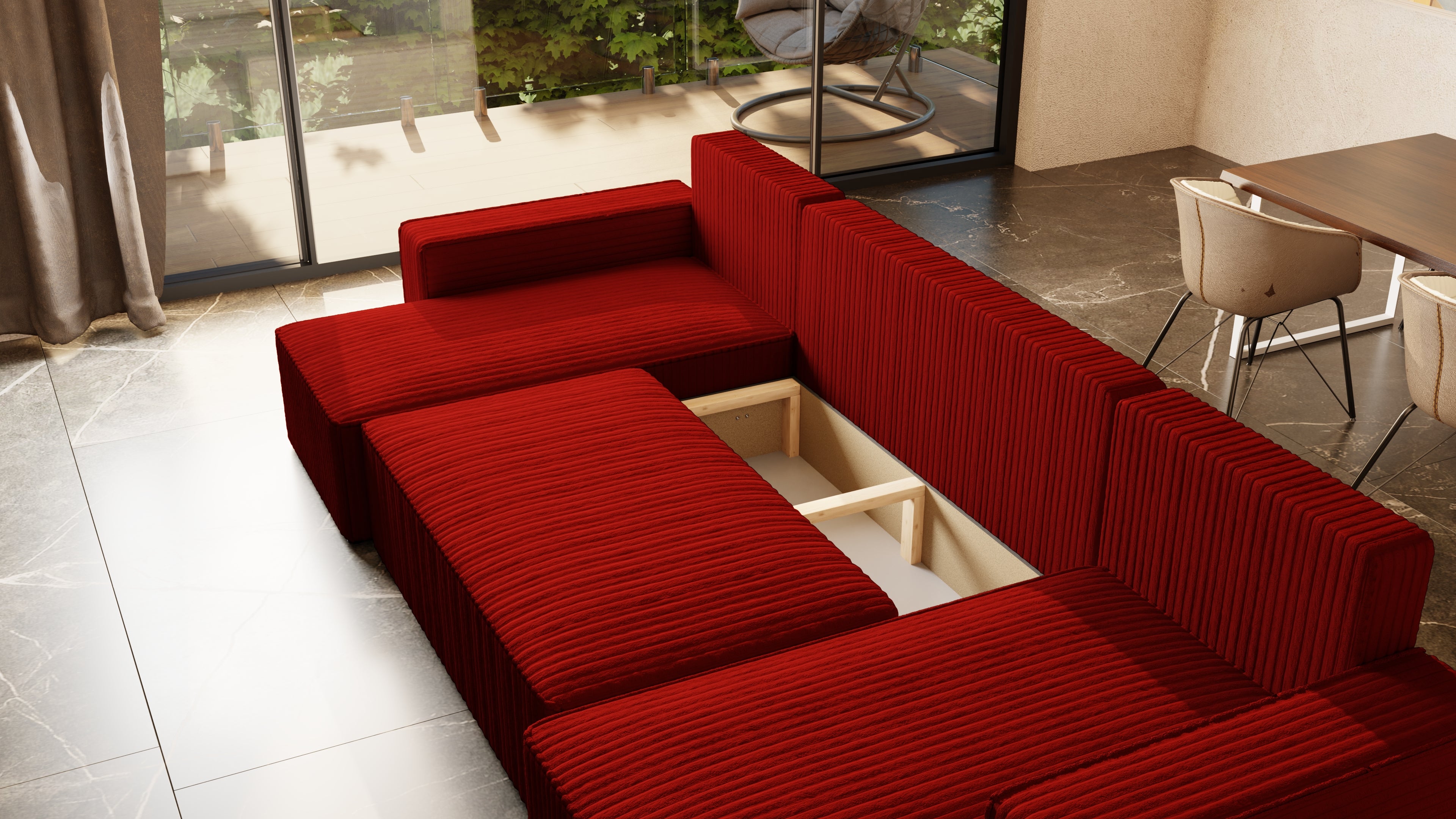 U Ecksofa mit Schlaffunktion Tobi Cord Felipo