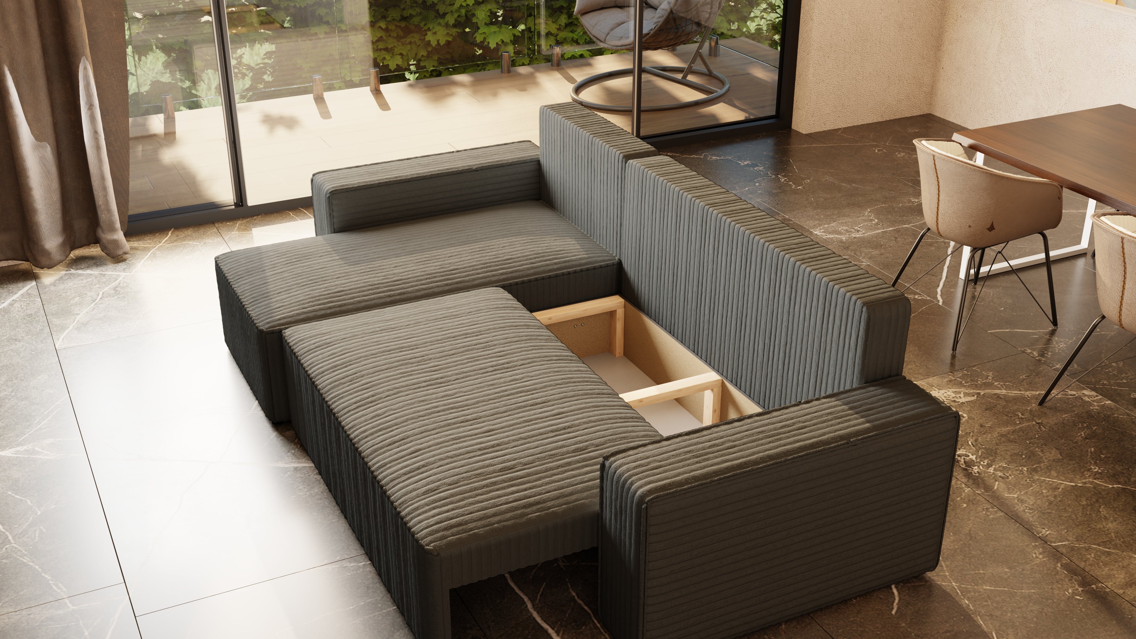 Ecksofa mit Schlaffunktion Tobi Cord Felipo