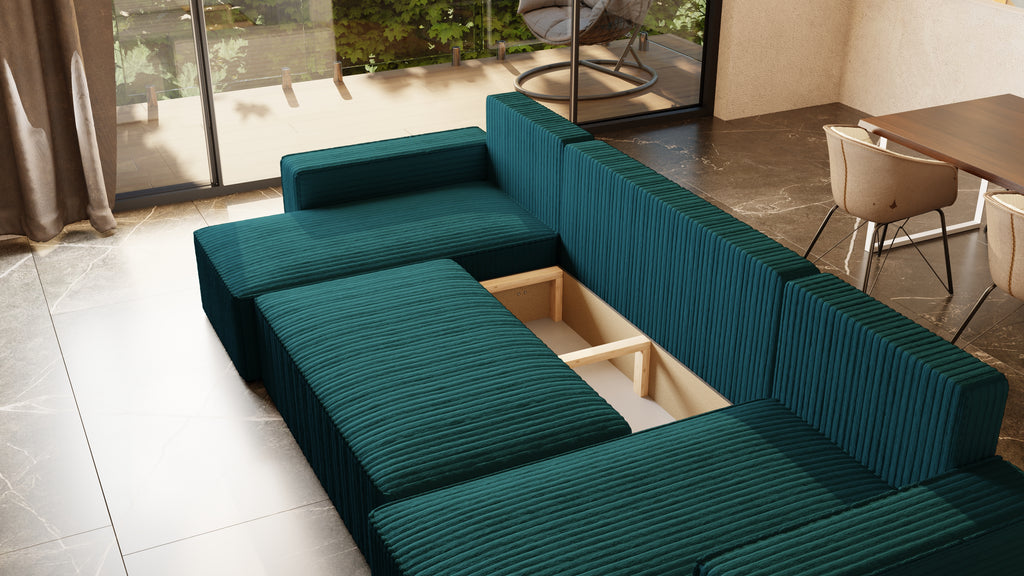 U Ecksofa mit Schlaffunktion Tobi Cord Felipo