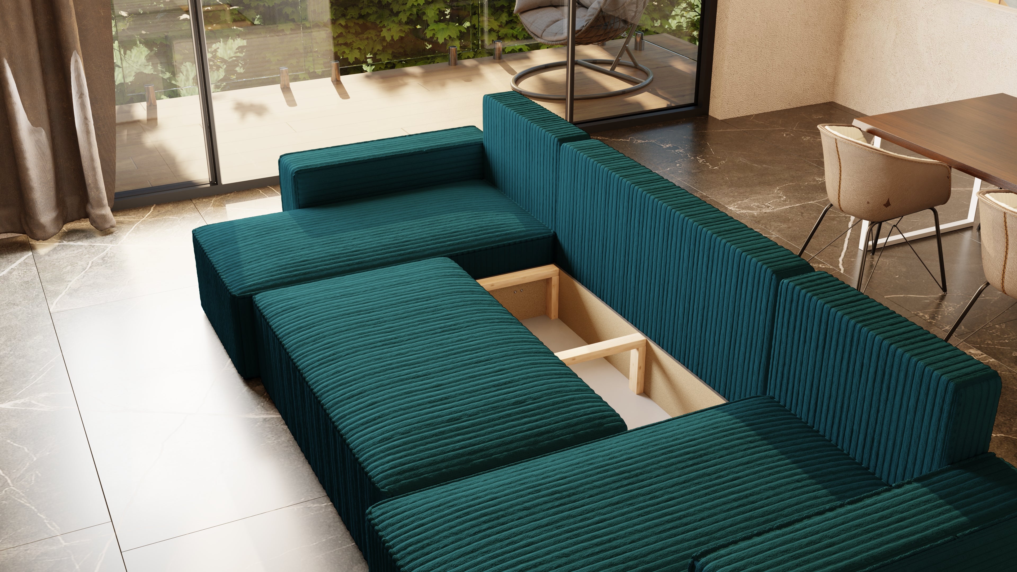 U Ecksofa mit Schlaffunktion Tobi Cord Felipo