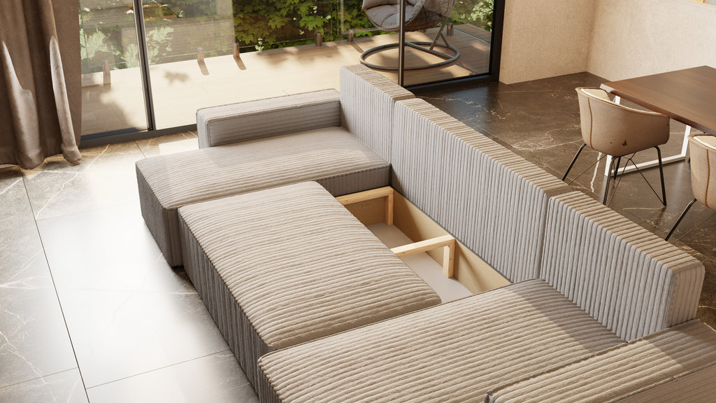 U Ecksofa mit Schlaffunktion Tobi Cord Felipo