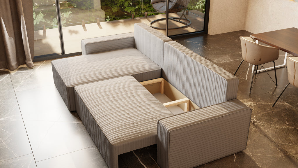 XL Ecksofa mit Schlaffunktion Tobi Cord Felipo