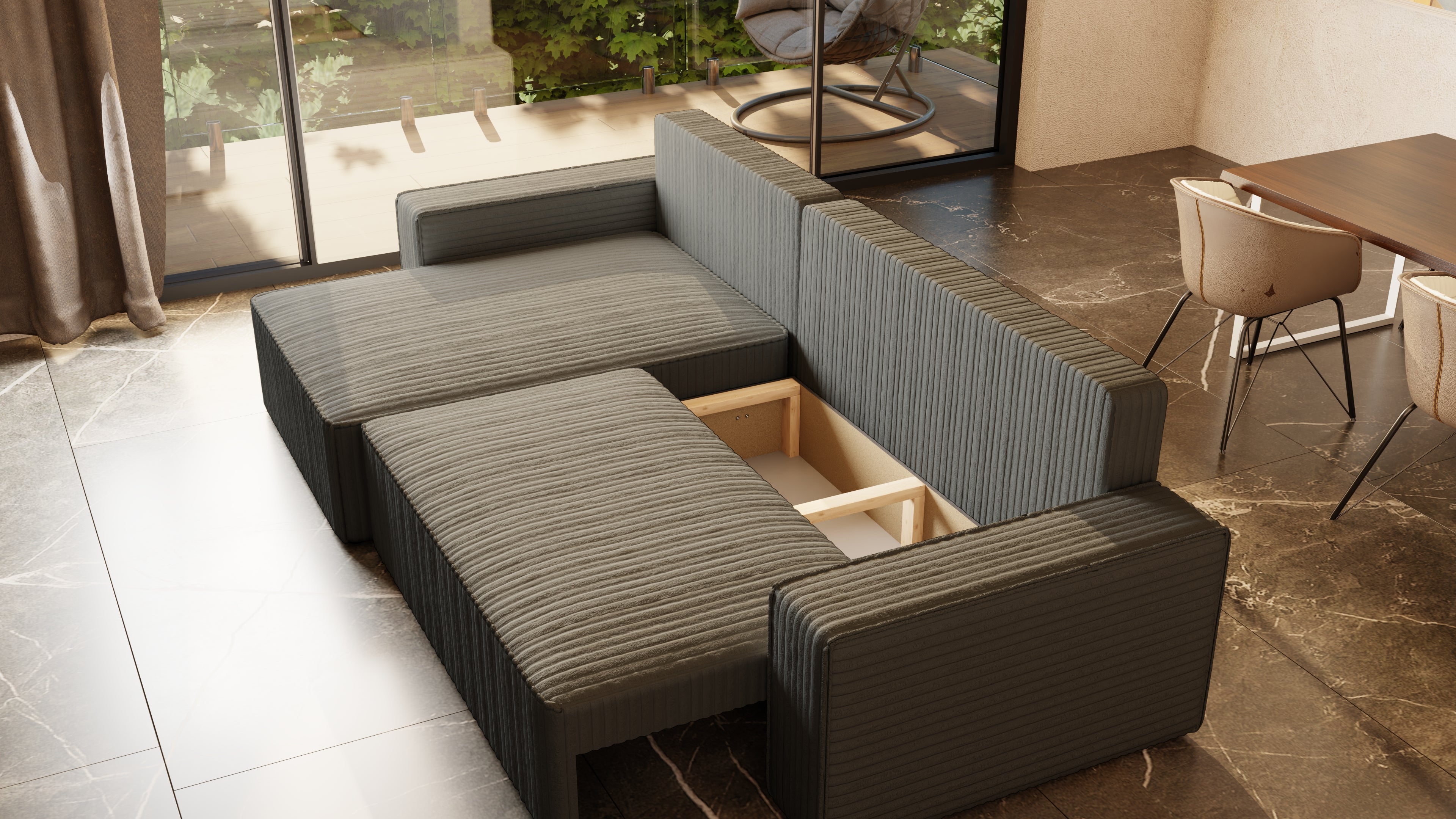 XL Ecksofa mit Schlaffunktion Tobi Cord Felipo