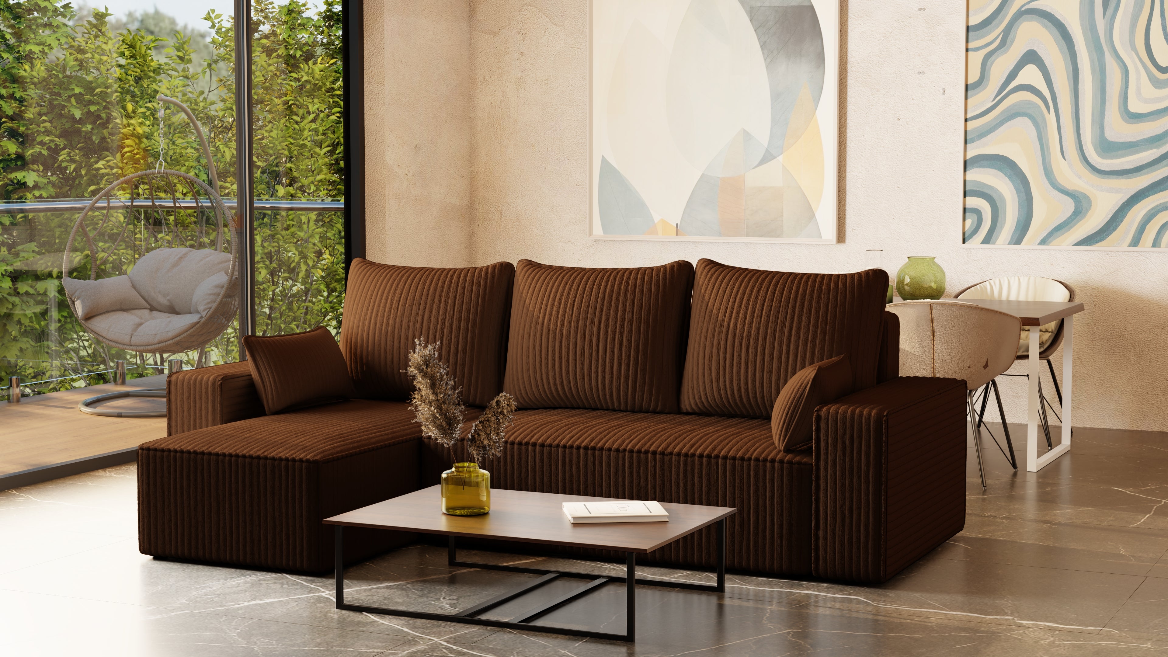 Ecksofa mit Schlaffunktion Tobi Cord Felipo