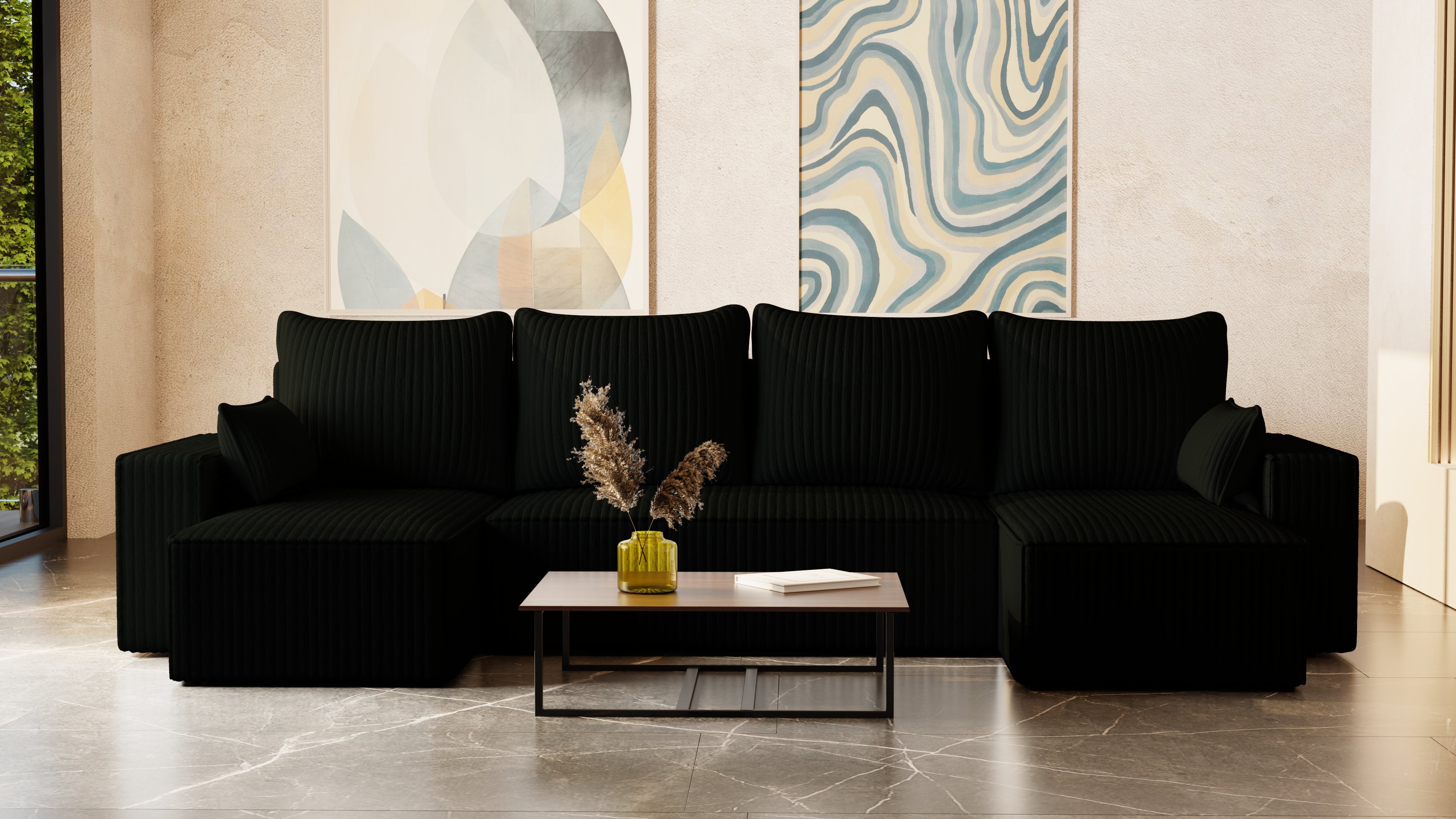 U Ecksofa mit Schlaffunktion Tobi Cord Felipo