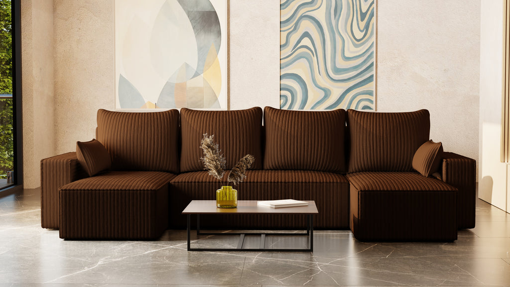 U Ecksofa mit Schlaffunktion Tobi Cord Felipo