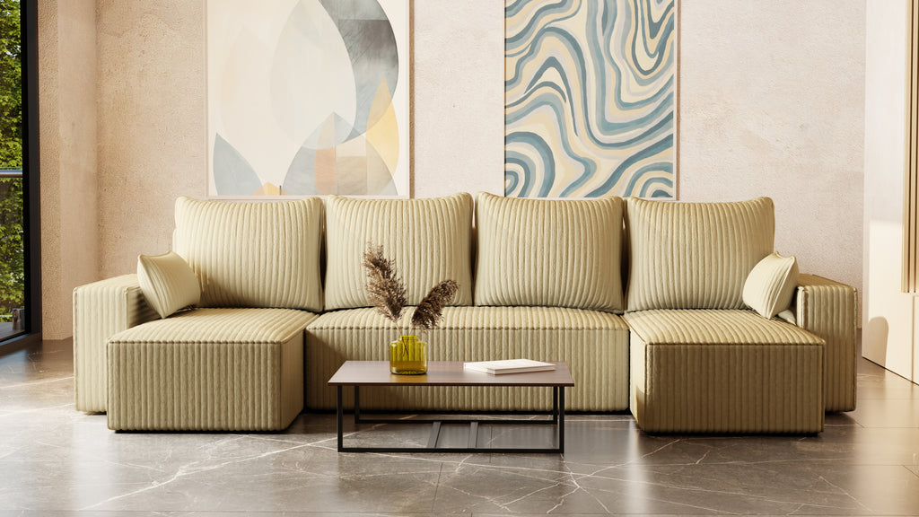 U Ecksofa mit Schlaffunktion Tobi Cord Felipo