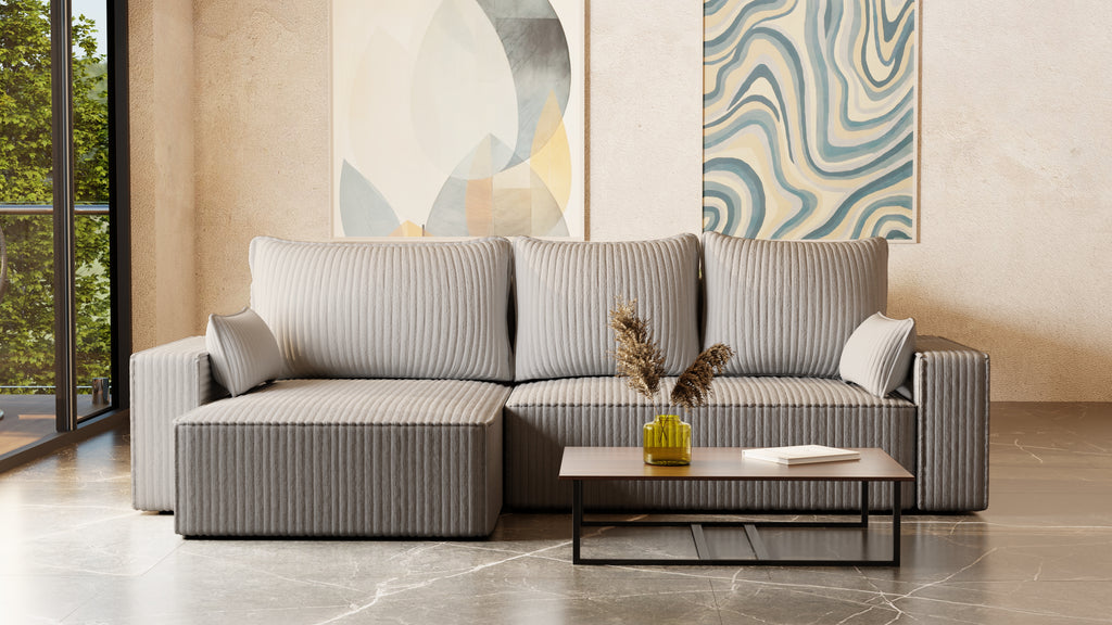 XL Ecksofa mit Schlaffunktion Tobi Cord Felipo