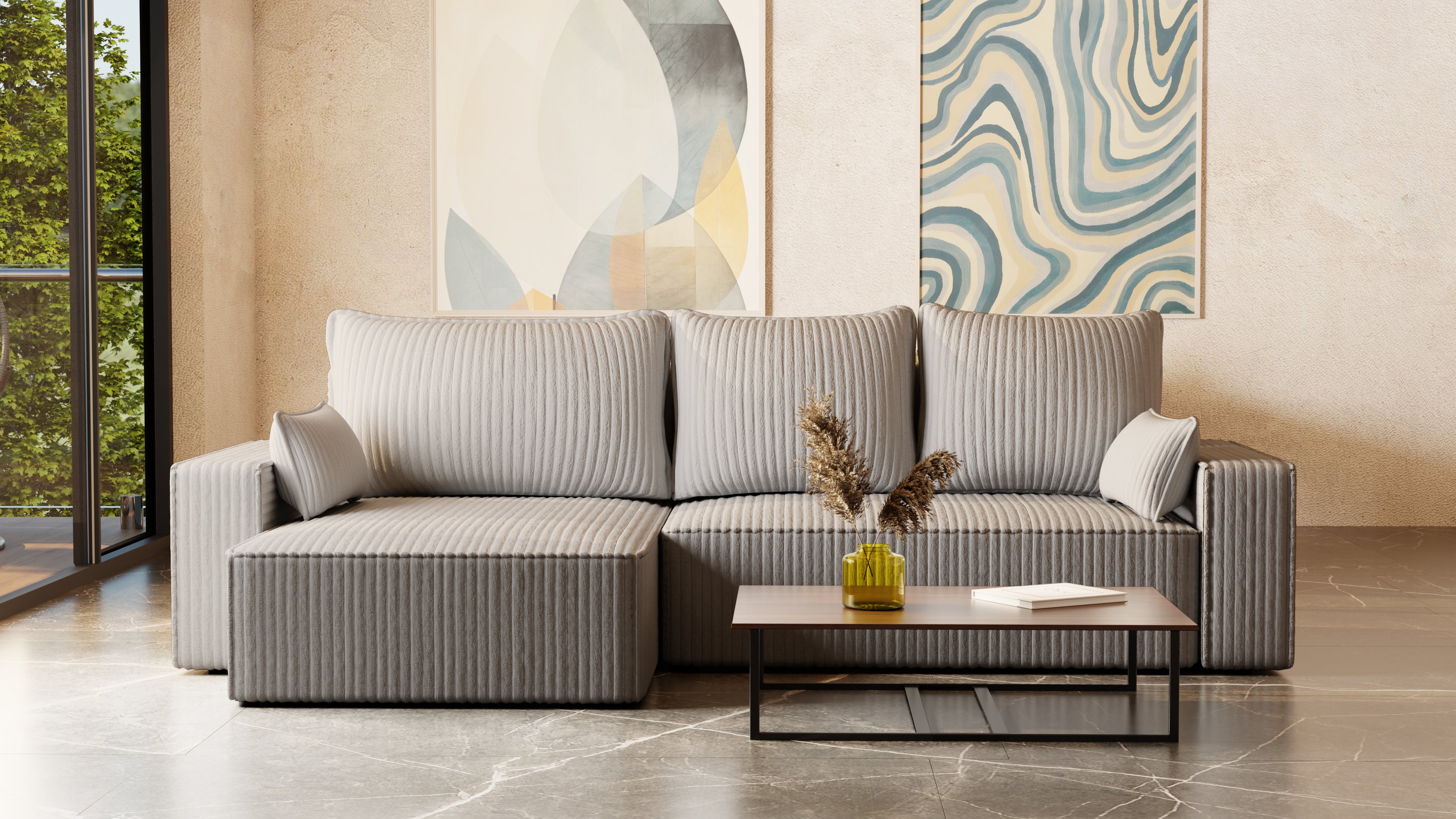 XL Ecksofa mit Schlaffunktion Tobi Cord Felipo