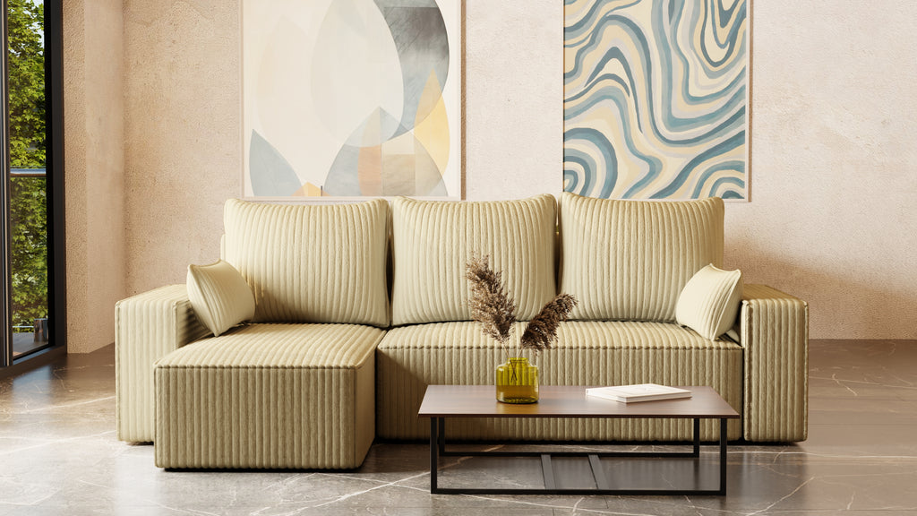 Ecksofa mit Schlaffunktion Tobi Cord Felipo