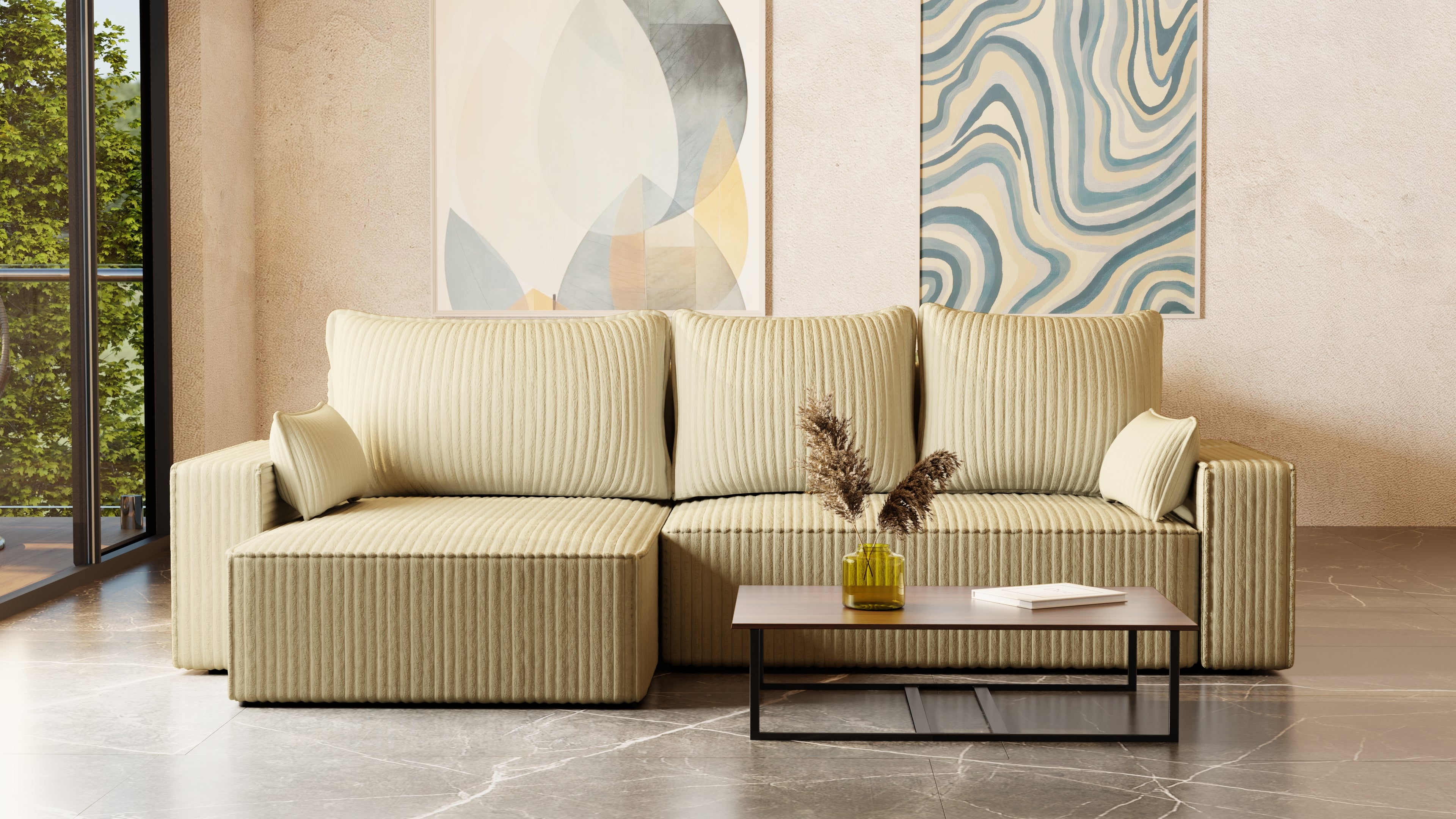 XL Ecksofa mit Schlaffunktion Tobi Cord Felipo