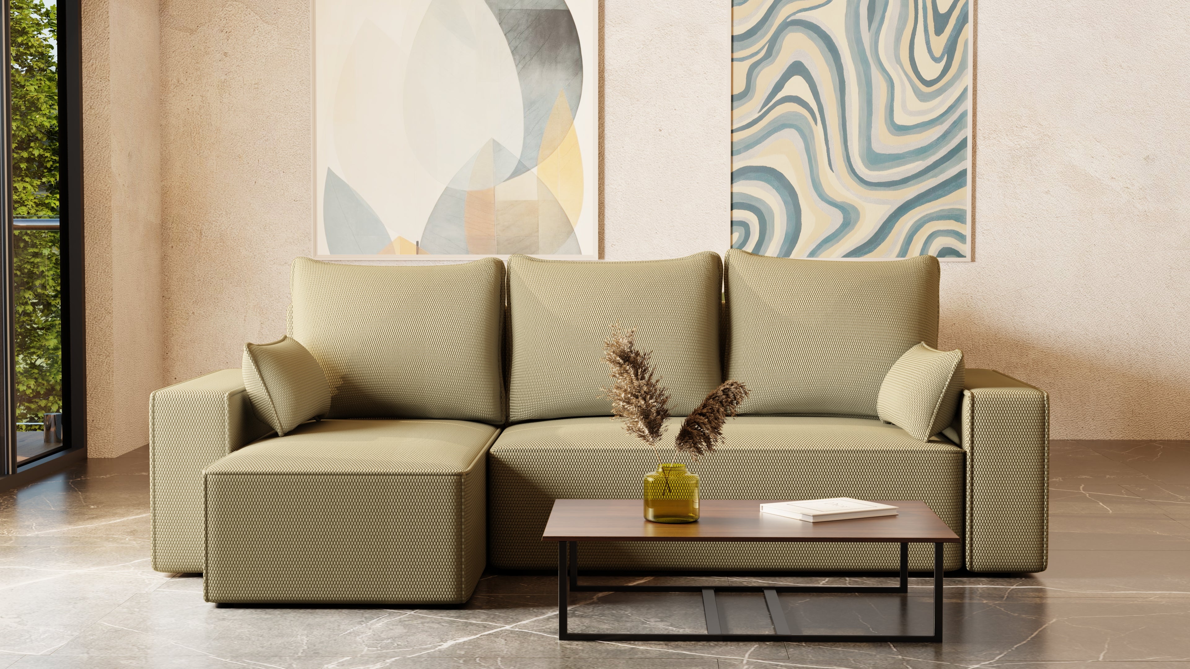 Ecksofa mit Schlaffunktion Tobi Cord Onega