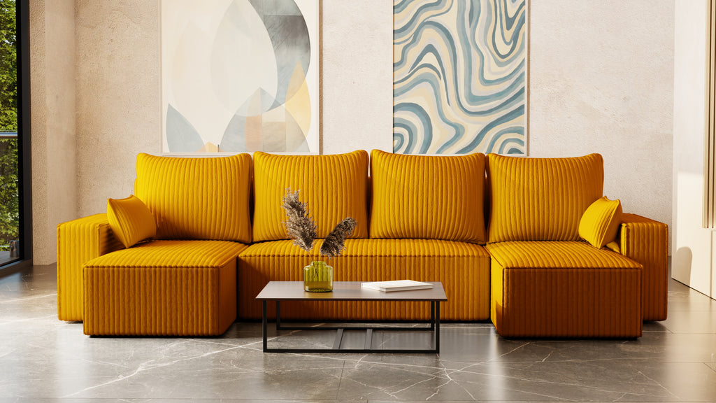 U Ecksofa mit Schlaffunktion Tobi Cord Felipo