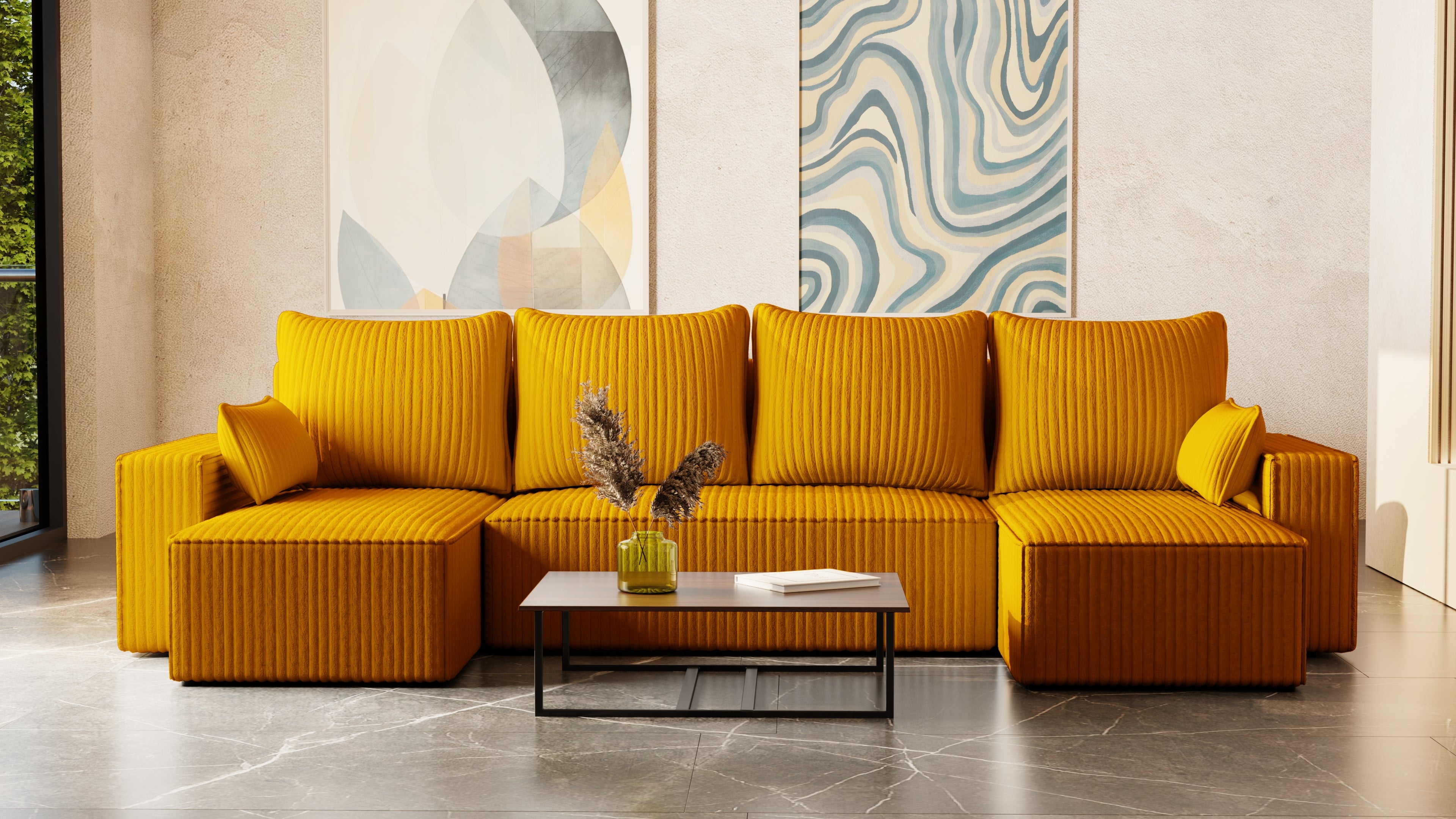 U Ecksofa mit Schlaffunktion Tobi Cord Felipo