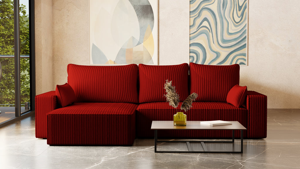 XL Ecksofa mit Schlaffunktion Tobi Cord Felipo