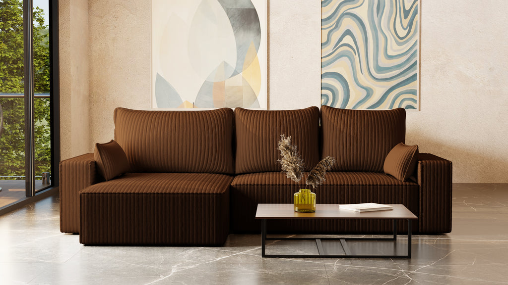 XL Ecksofa mit Schlaffunktion Tobi Cord Felipo