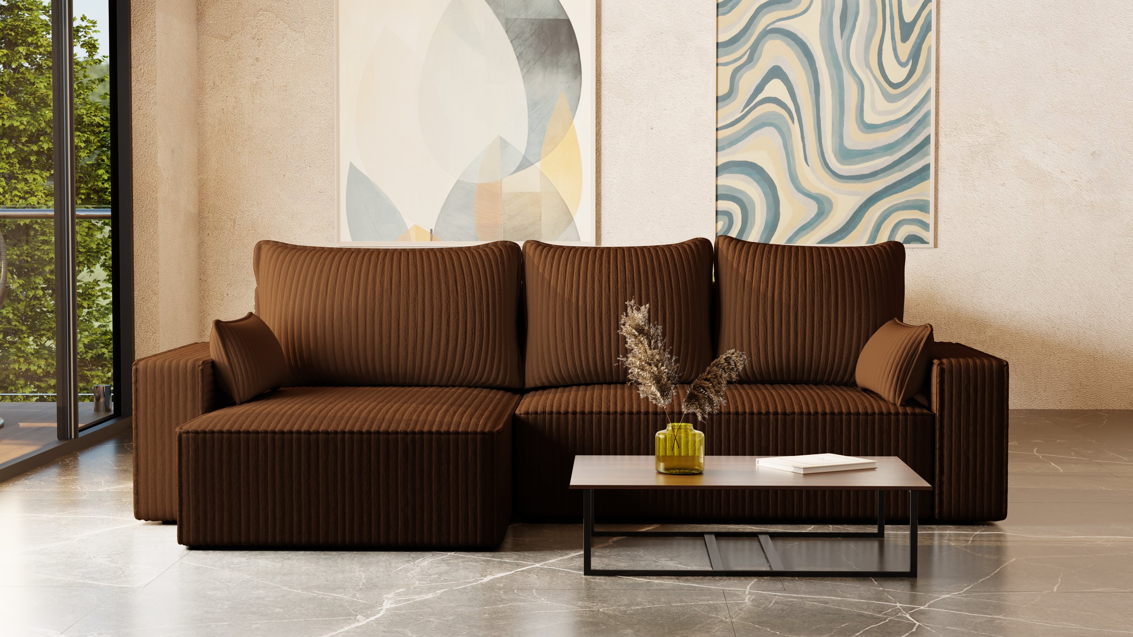 XL Ecksofa mit Schlaffunktion Tobi Cord Felipo