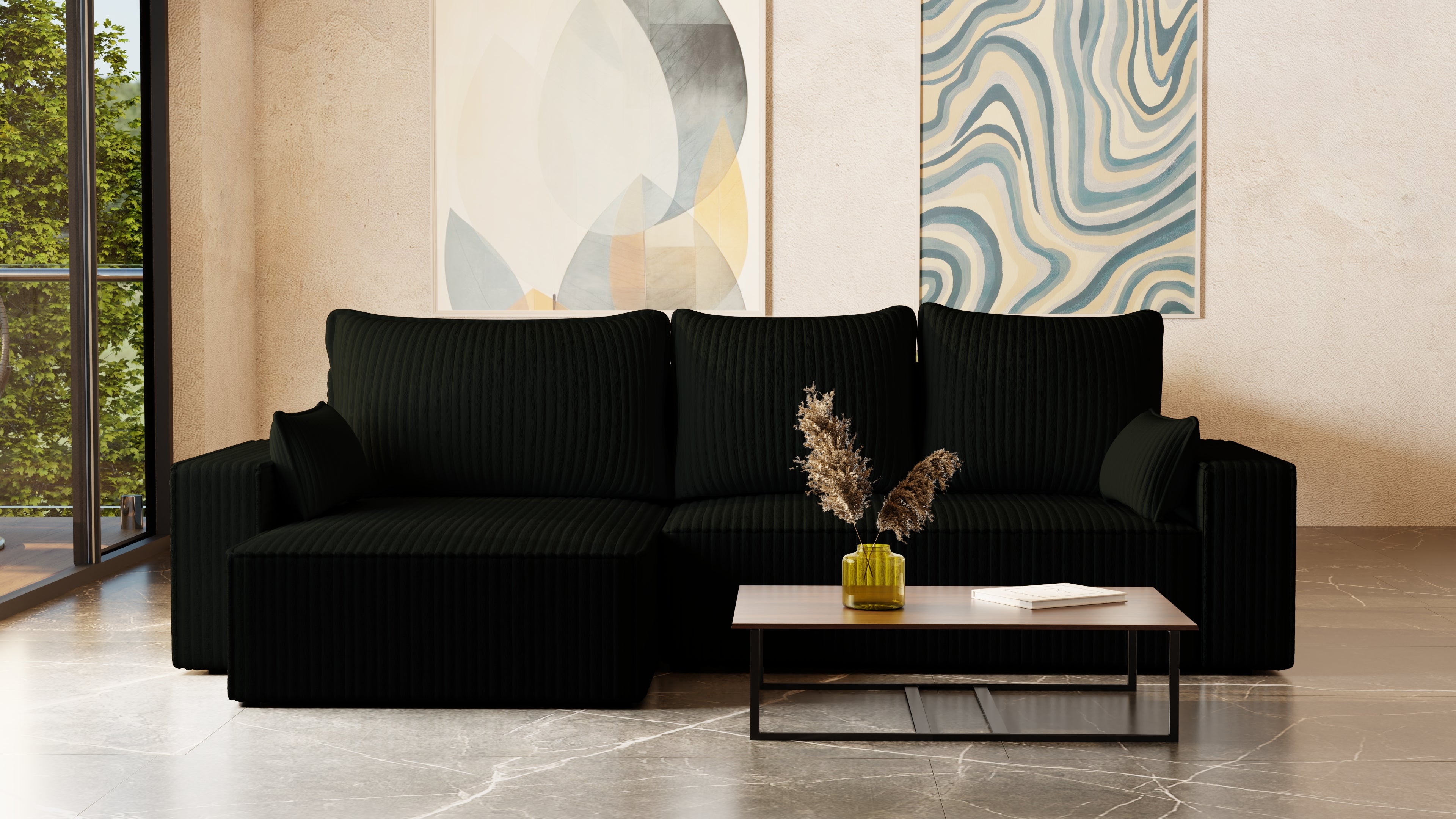 XL Ecksofa mit Schlaffunktion Tobi Cord Felipo