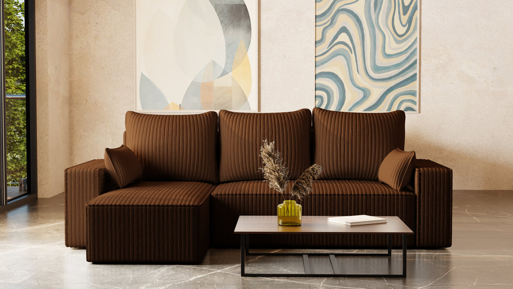 Ecksofa mit Schlaffunktion Tobi Cord Felipo