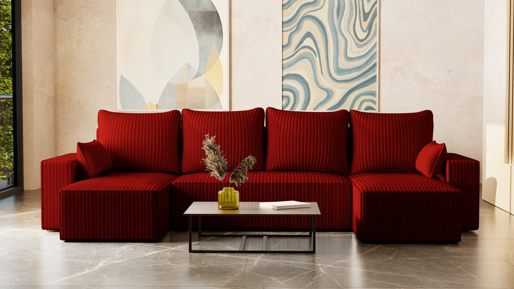 U Ecksofa mit Schlaffunktion Tobi Cord Felipo