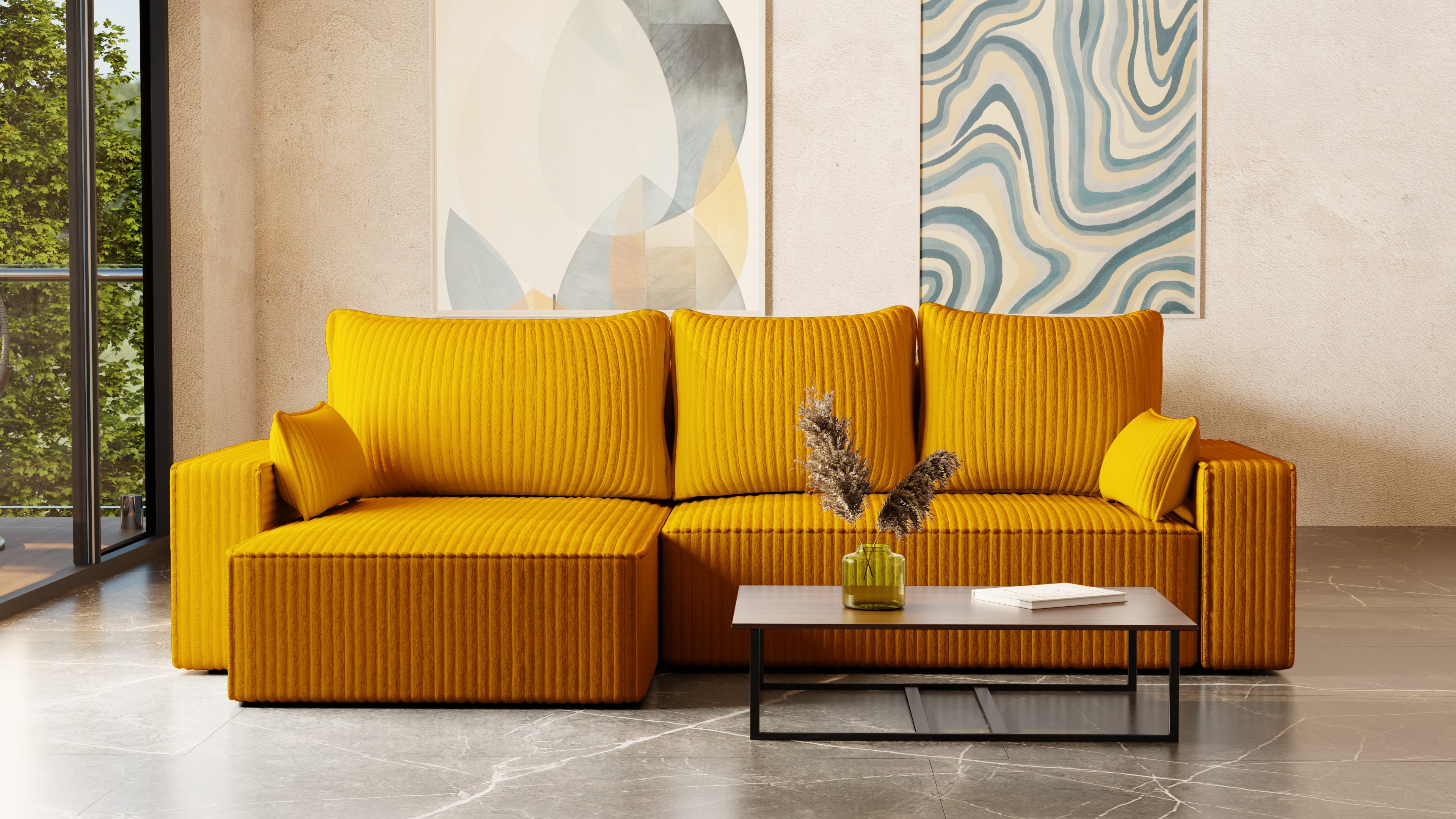 XL Ecksofa mit Schlaffunktion Tobi Cord Felipo