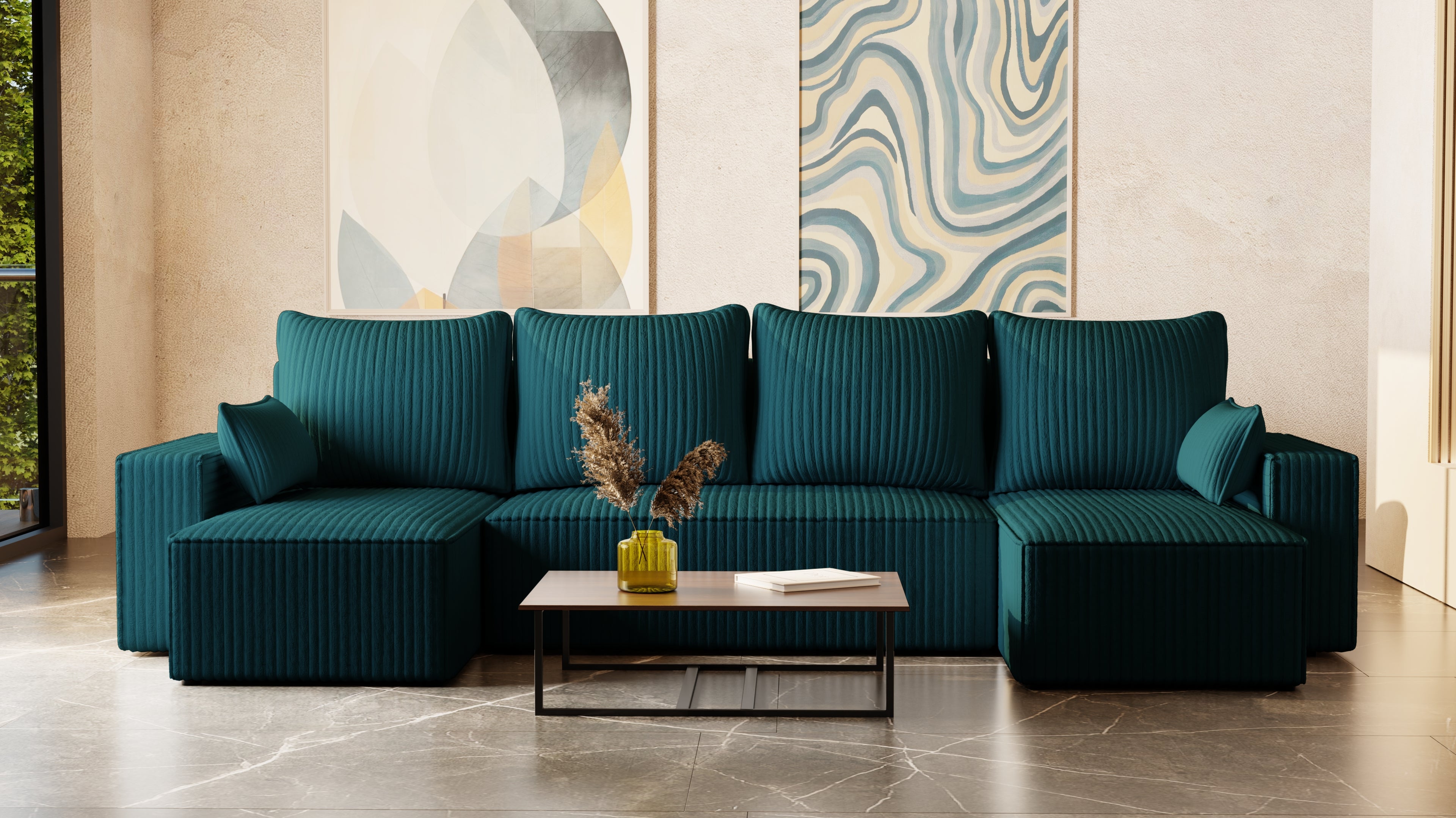 U Ecksofa mit Schlaffunktion Tobi Cord Felipo