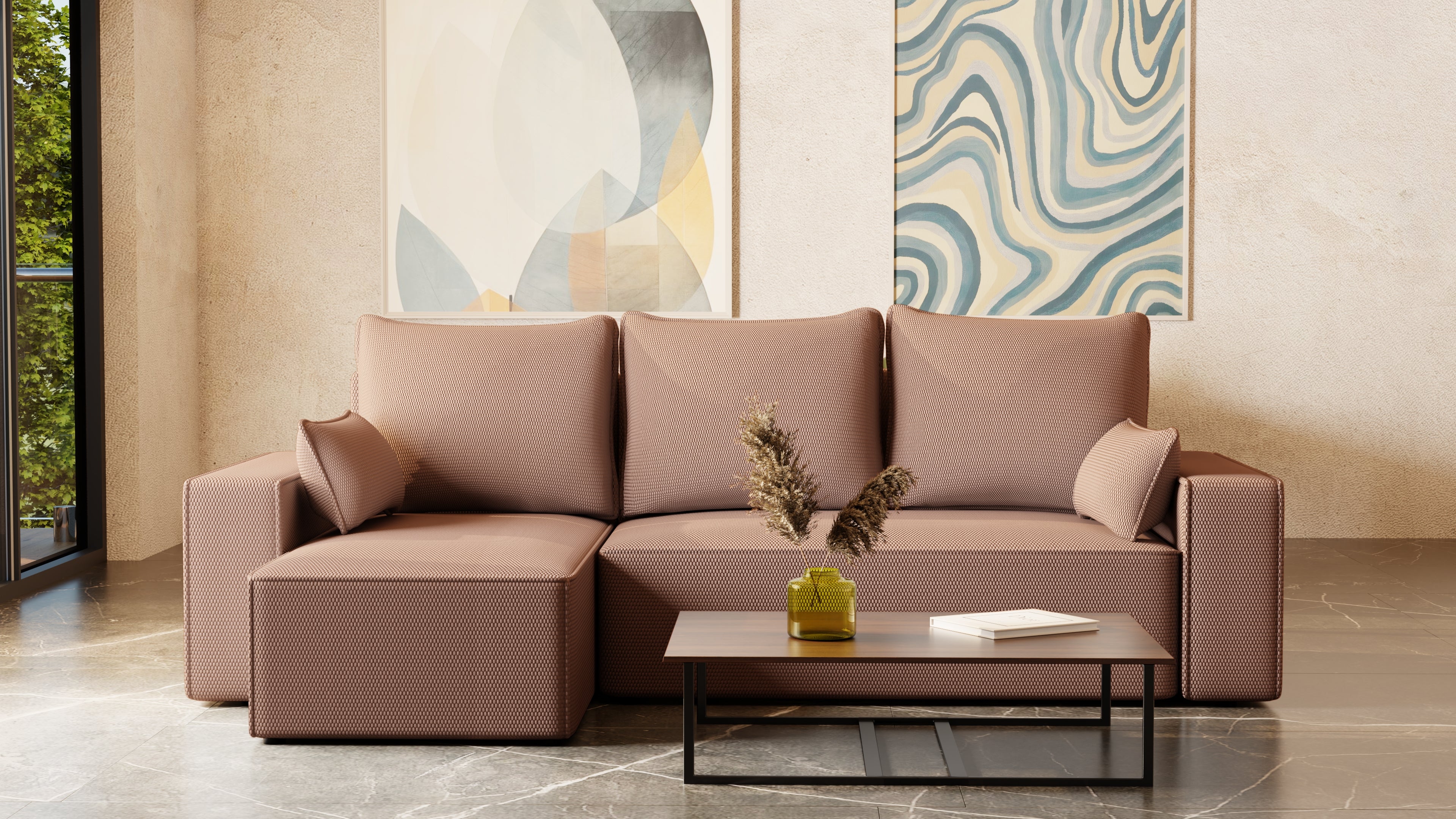 Ecksofa mit Schlaffunktion Tobi Cord Onega