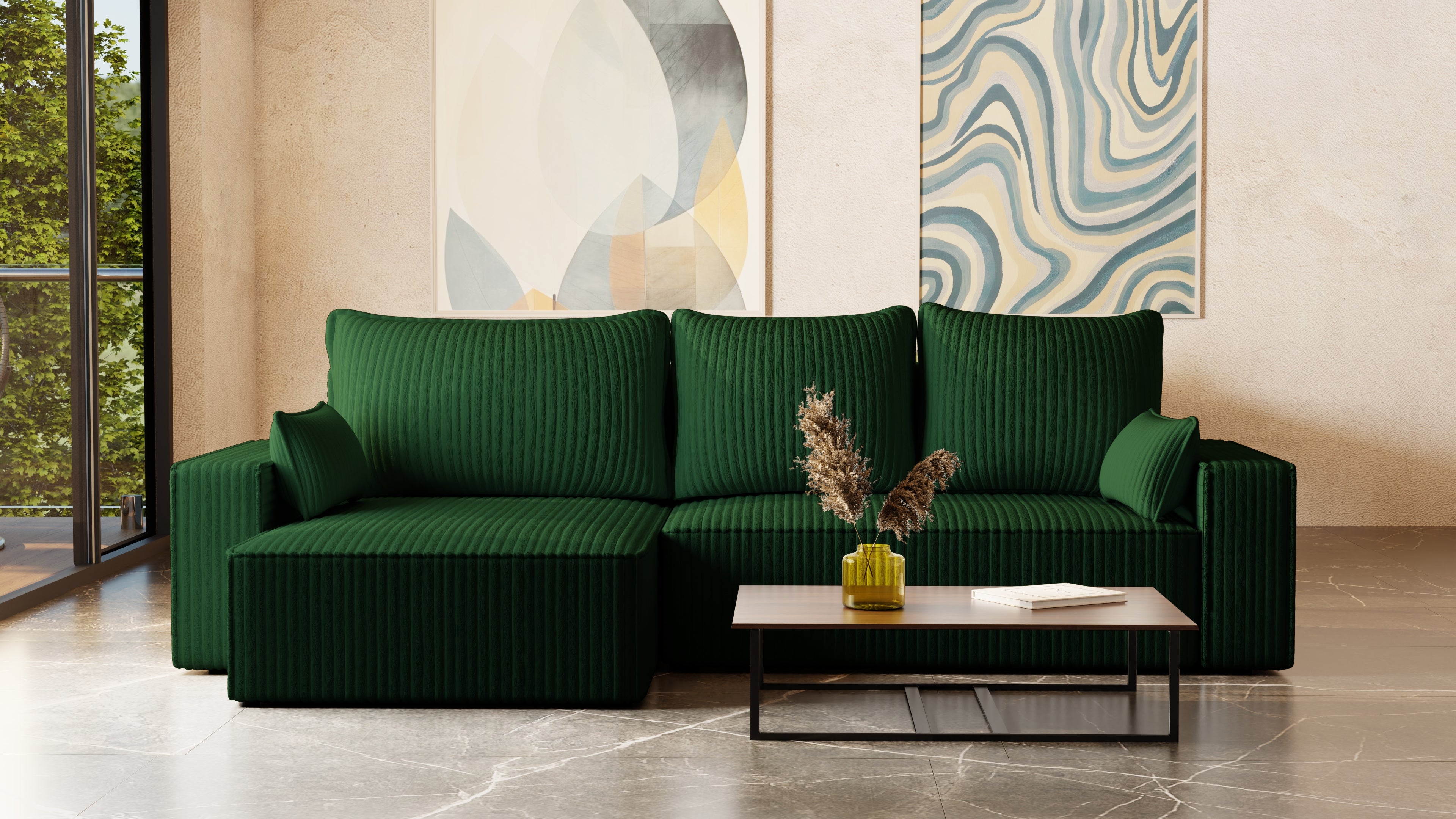 XL Ecksofa mit Schlaffunktion Tobi Cord Felipo