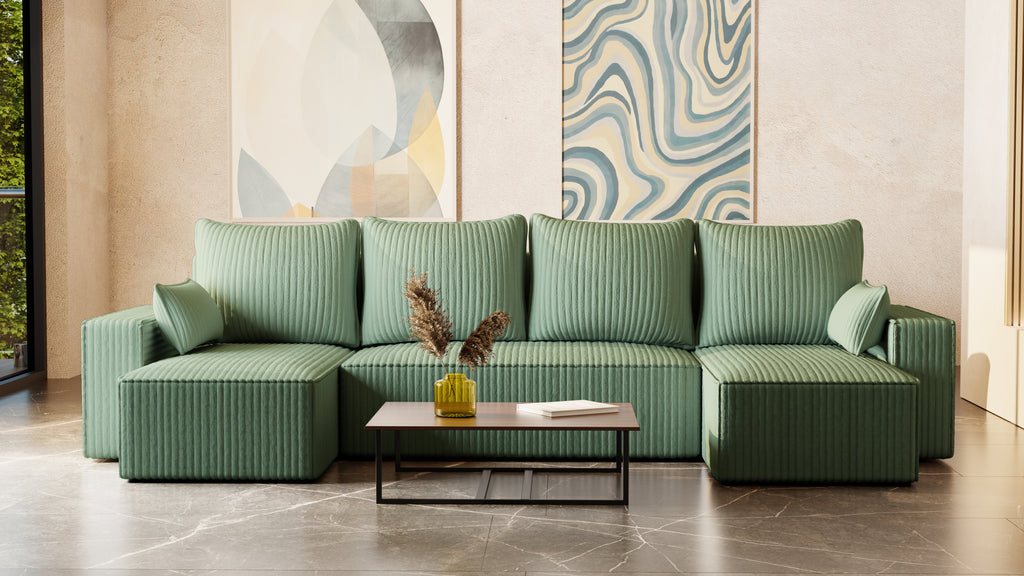 U Ecksofa mit Schlaffunktion Tobi Cord Felipo