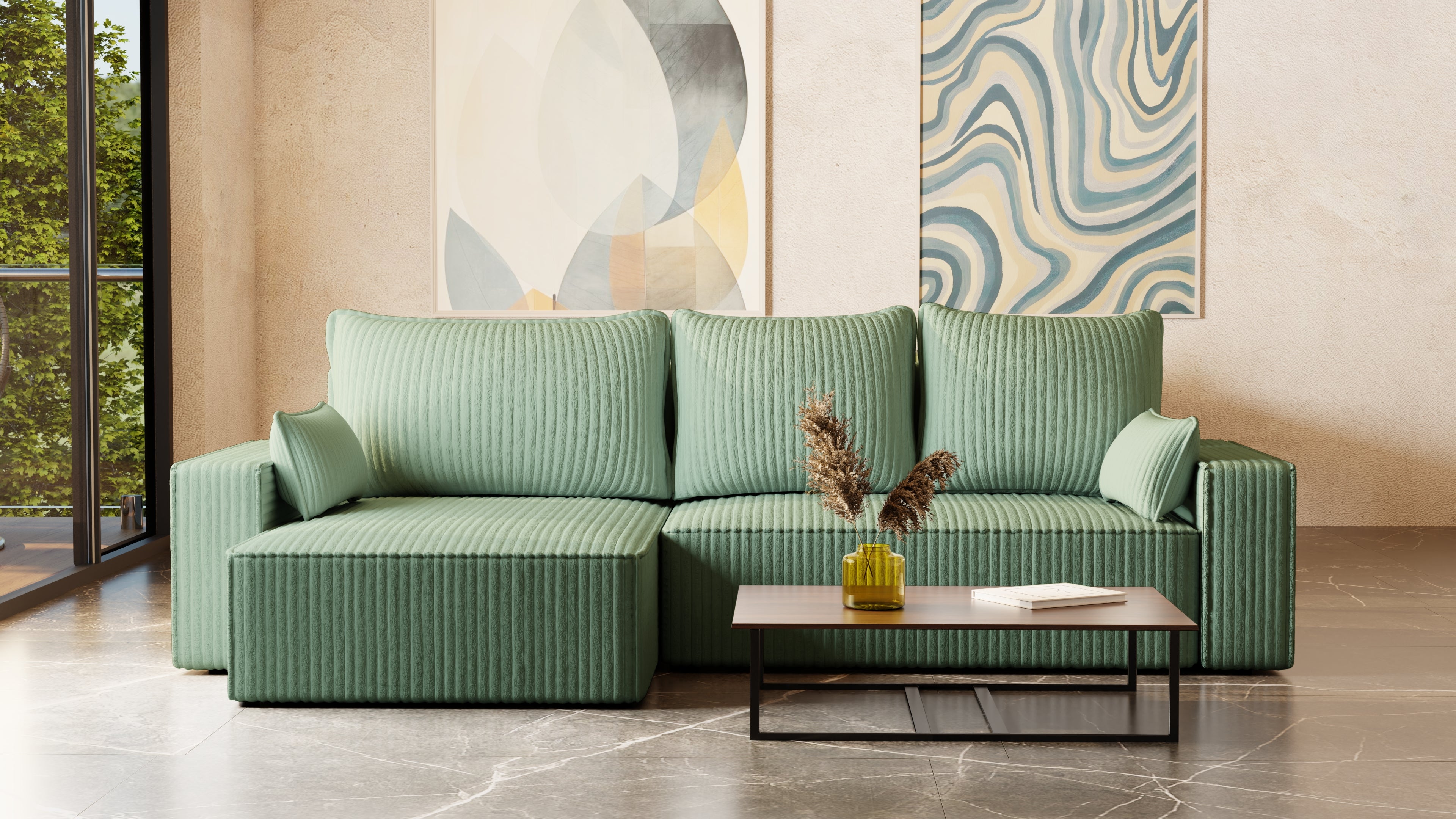 XL Ecksofa mit Schlaffunktion Tobi Cord Felipo